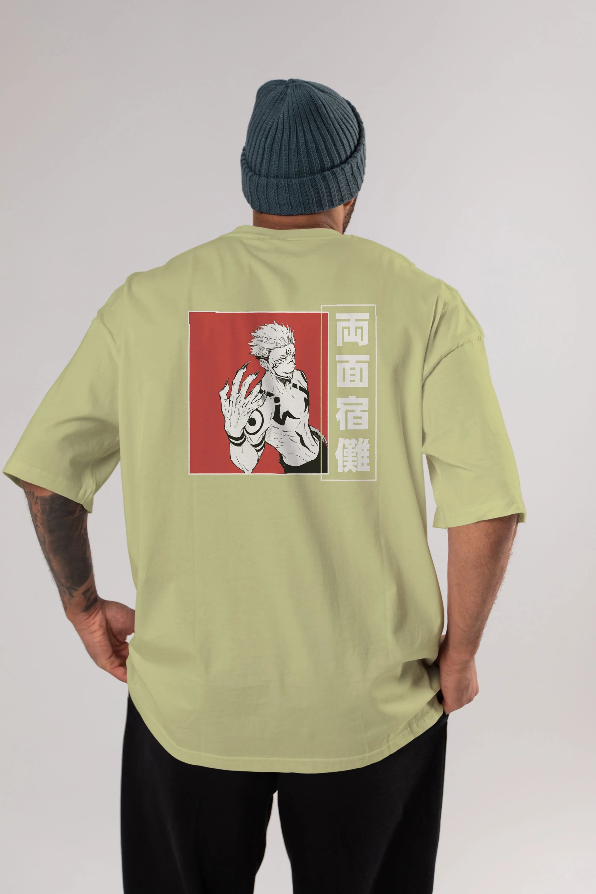 Sukuna Ryoumen 2 Anime Arka Baskılı Oversize t-shirt Erkek Kadın Unisex