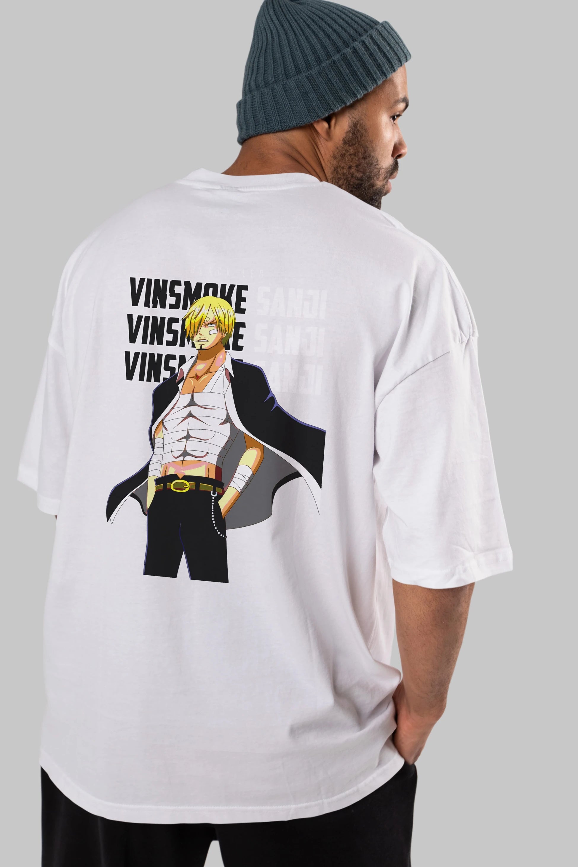 Sanji Anime Arka Baskılı Oversize t-shirt Erkek Kadın Unisex %100 pamuk tişort