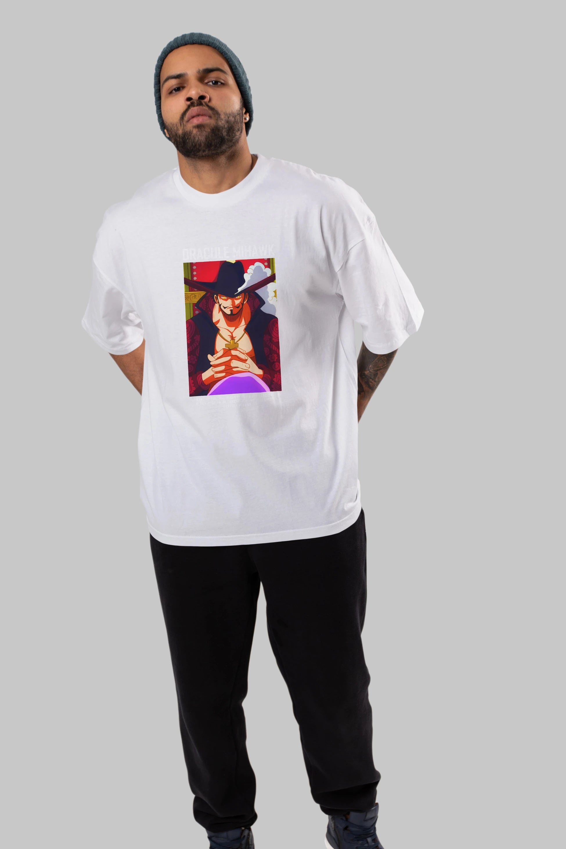 Dracule Mihawk Anime Ön Baskılı Oversize t-shirt Erkek Kadın Unisex