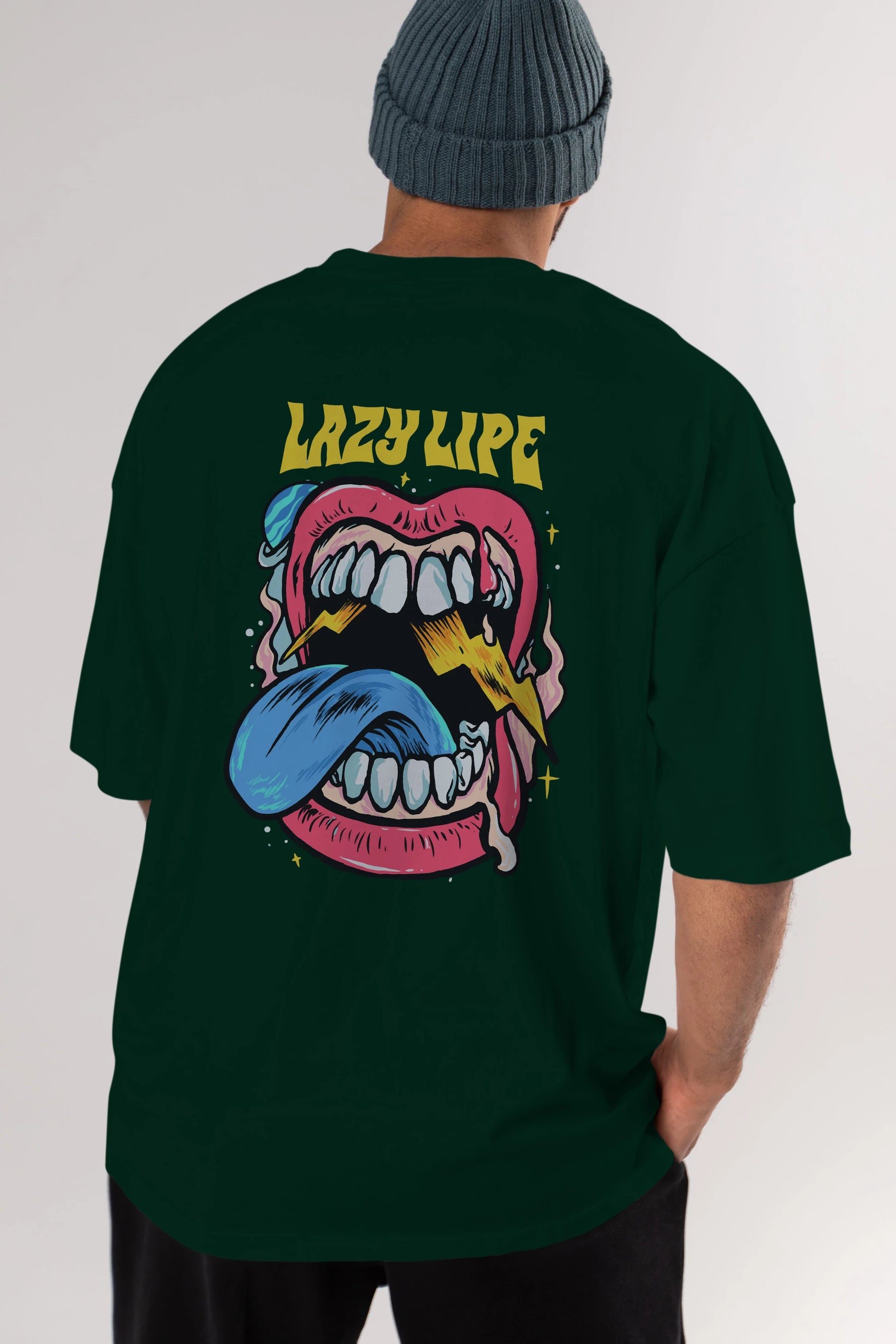 Lazy Lipe Arka Baskılı Oversize t-shirt Erkek Kadın Unisex