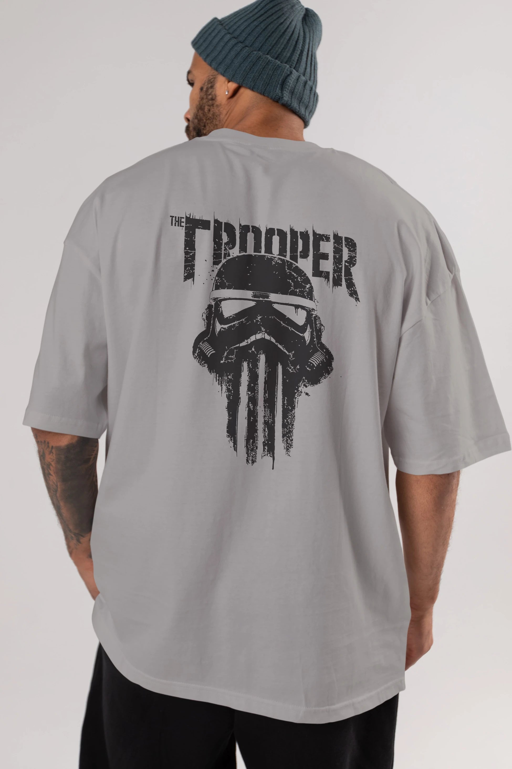 The Trooper Arka Baskılı Oversize t-shirt Erkek Kadın Unisex %100 Pamuk Bisiklet Yaka tişort