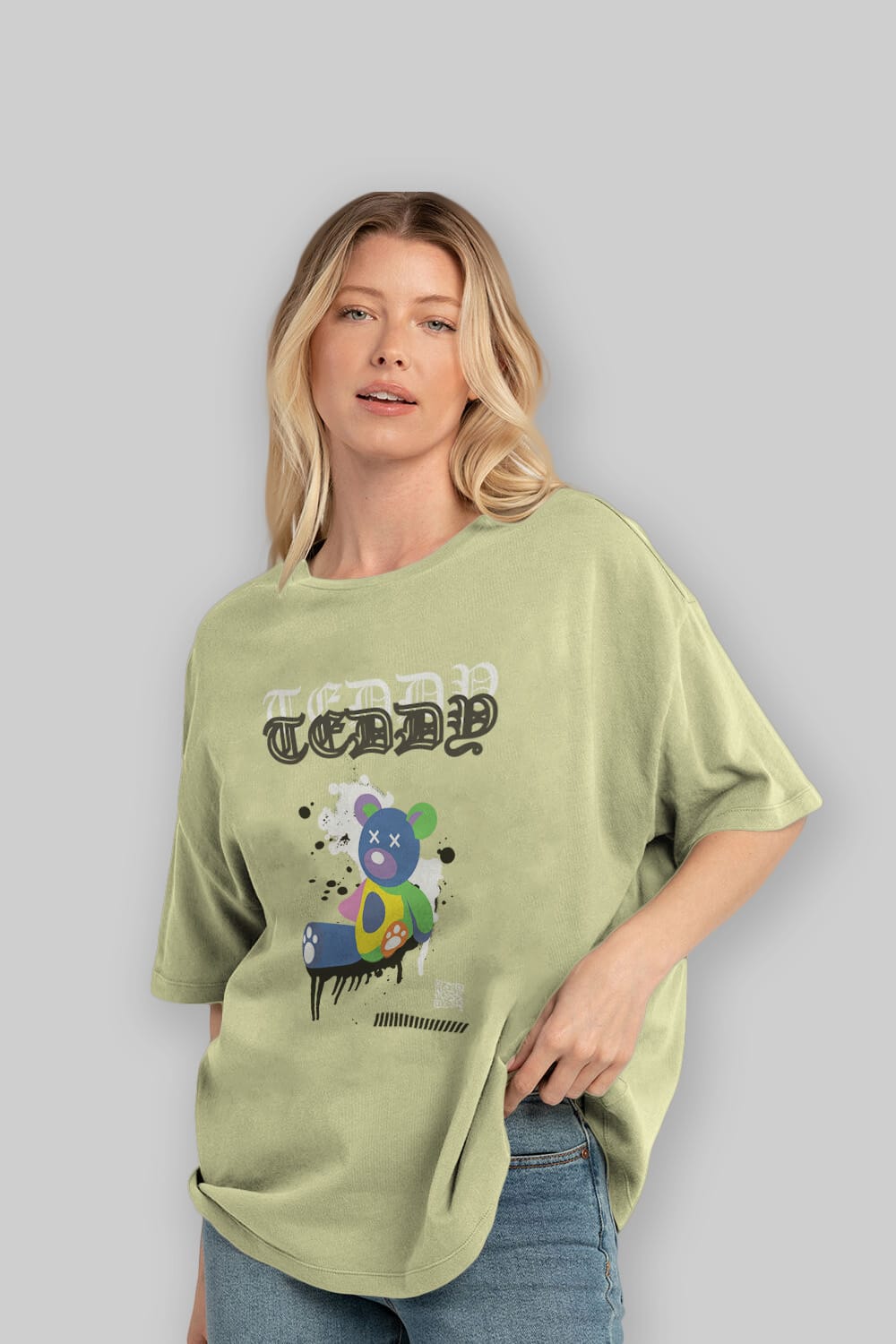 Teddy Bear Ön Baskılı Oversize t-shirt Erkek Kadın Unisex