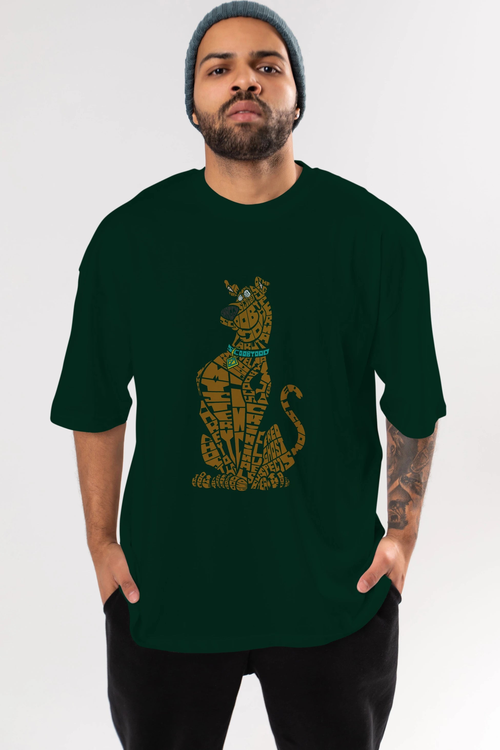Scooby Doo Ön Baskılı Oversize t-shirt %100 pamuk Erkek Kadın Unisex