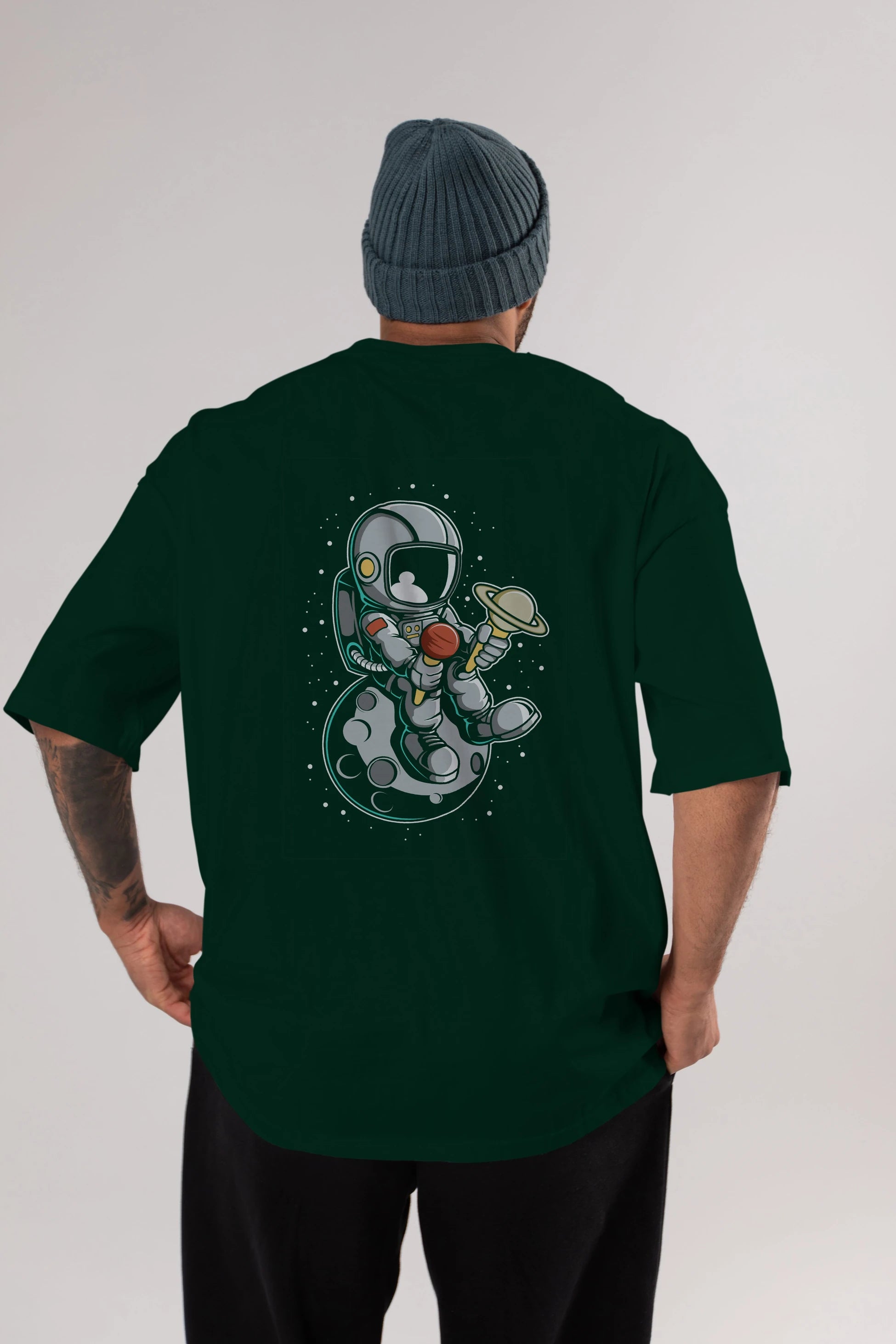 Astronaut Ice Cream (2) Arka Baskılı Oversize t-shirt Erkek Kadın Unisex