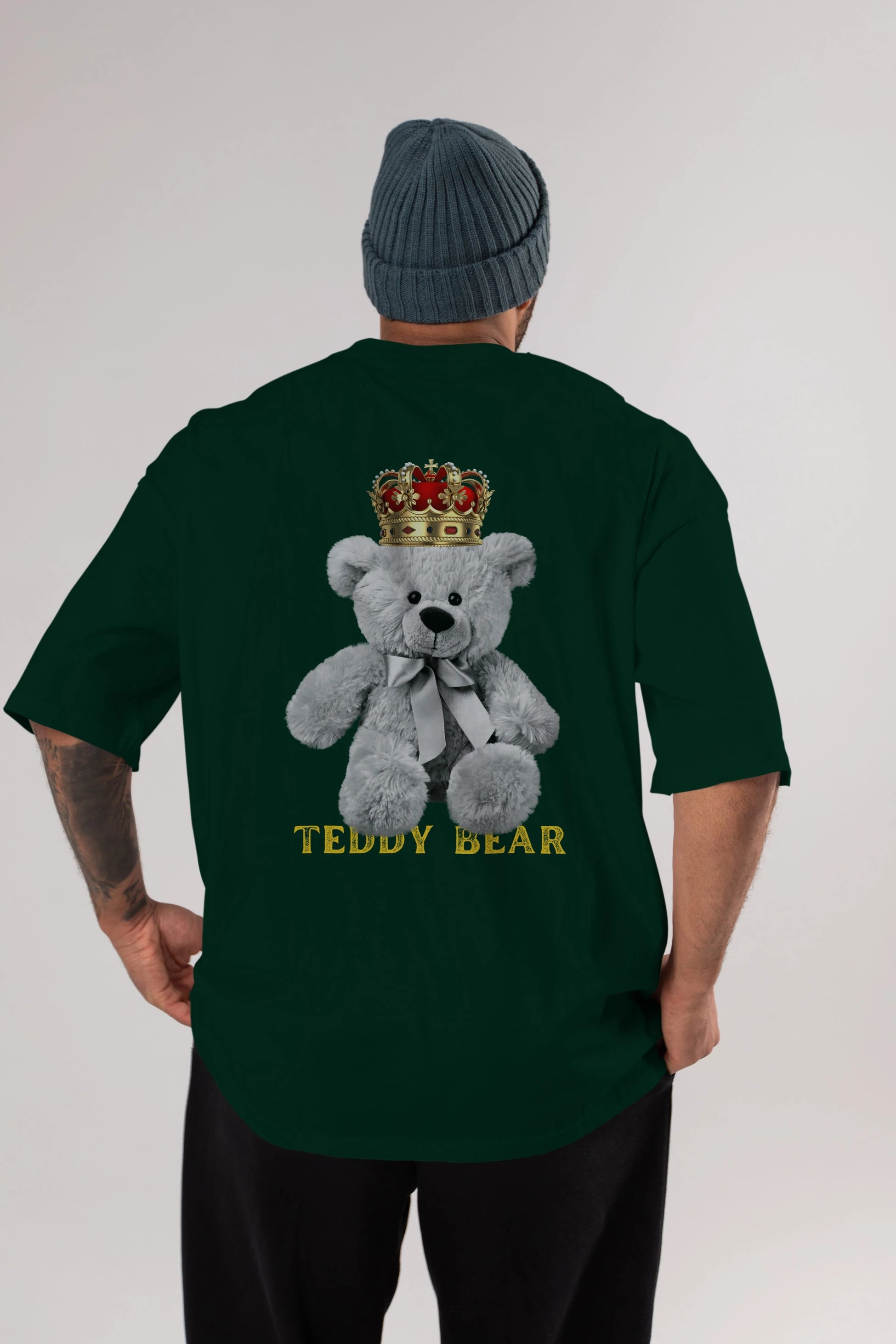Teddy Bear Arka Baskılı Oversize t-shirt Erkek Kadın Unisex