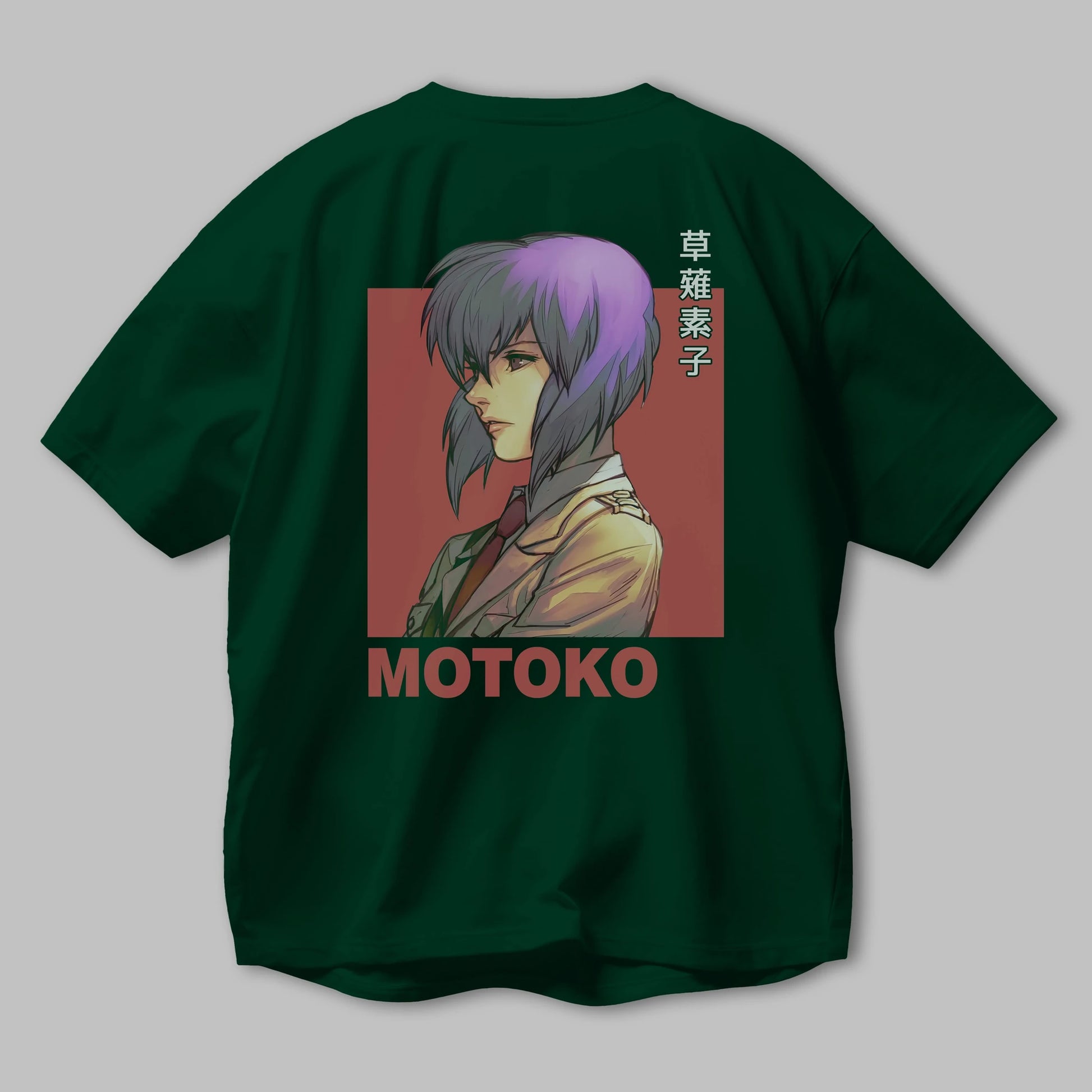 Motoko Kusanagi 12 Anime Arka Baskılı Oversize t-shirt Erkek Kadın Unisex