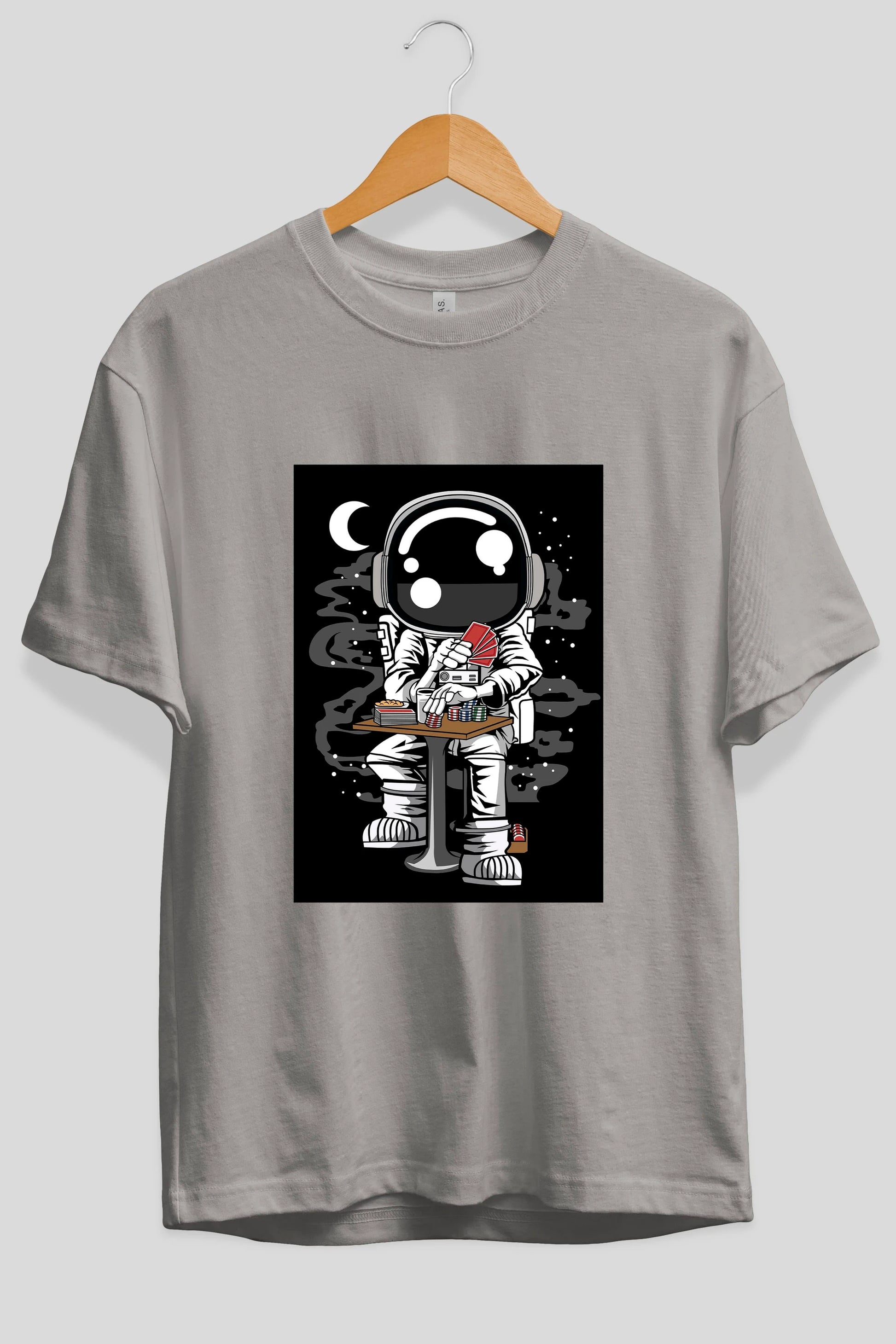 Astronaut Gambler Ön Baskılı Oversize t-shirt Erkek Kadın Unisex