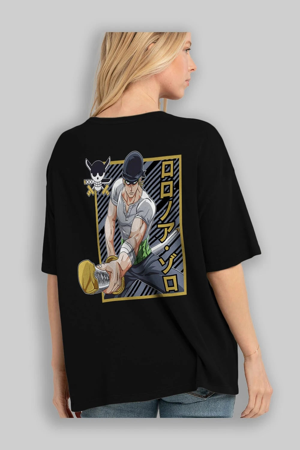 RORONOA ZORO Anime Arka Baskılı Oversize t-shirt Erkek Kadın Unisex