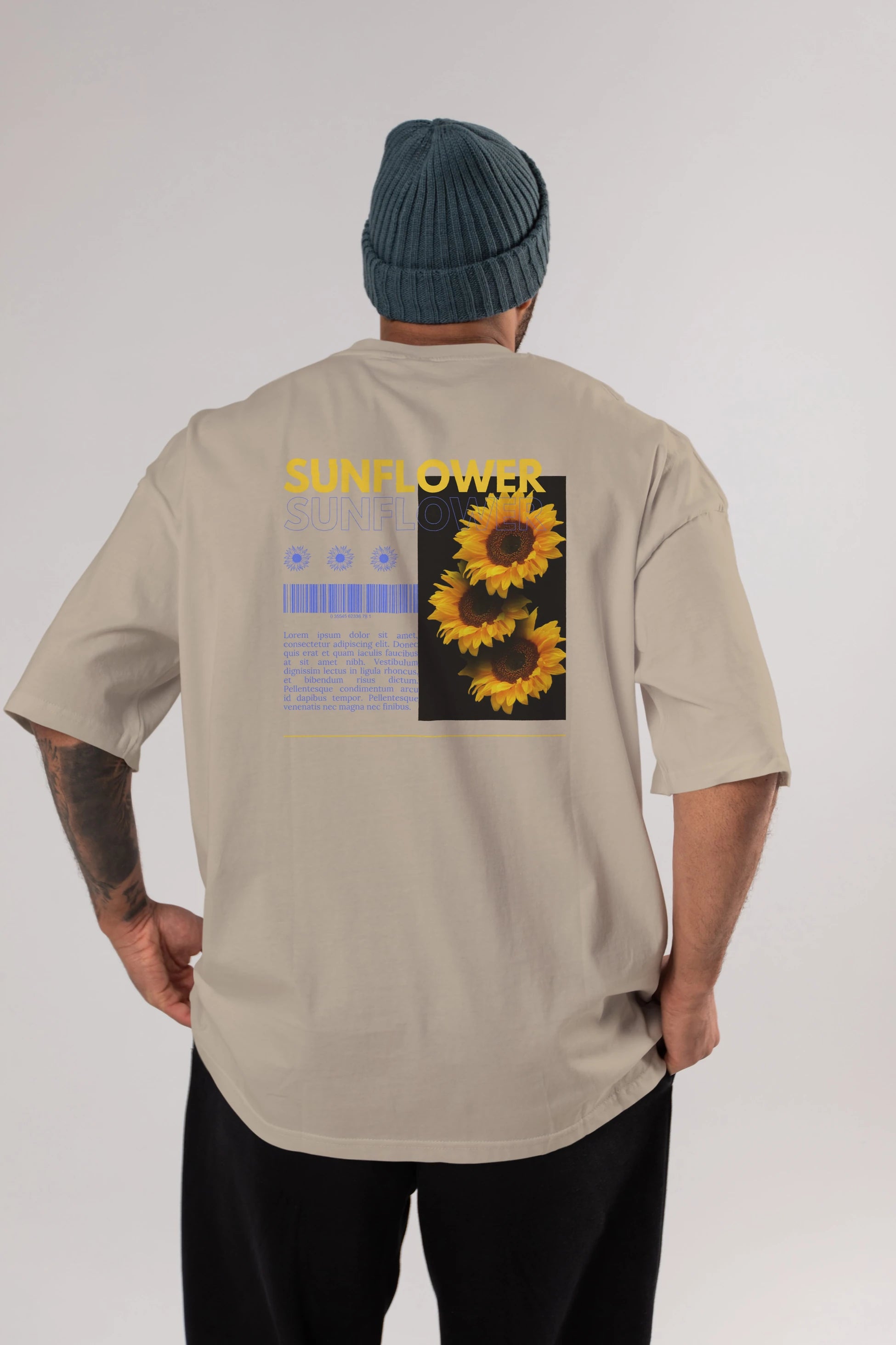 Sunflower Arka Baskılı Oversize t-shirt Erkek Kadın Unisex