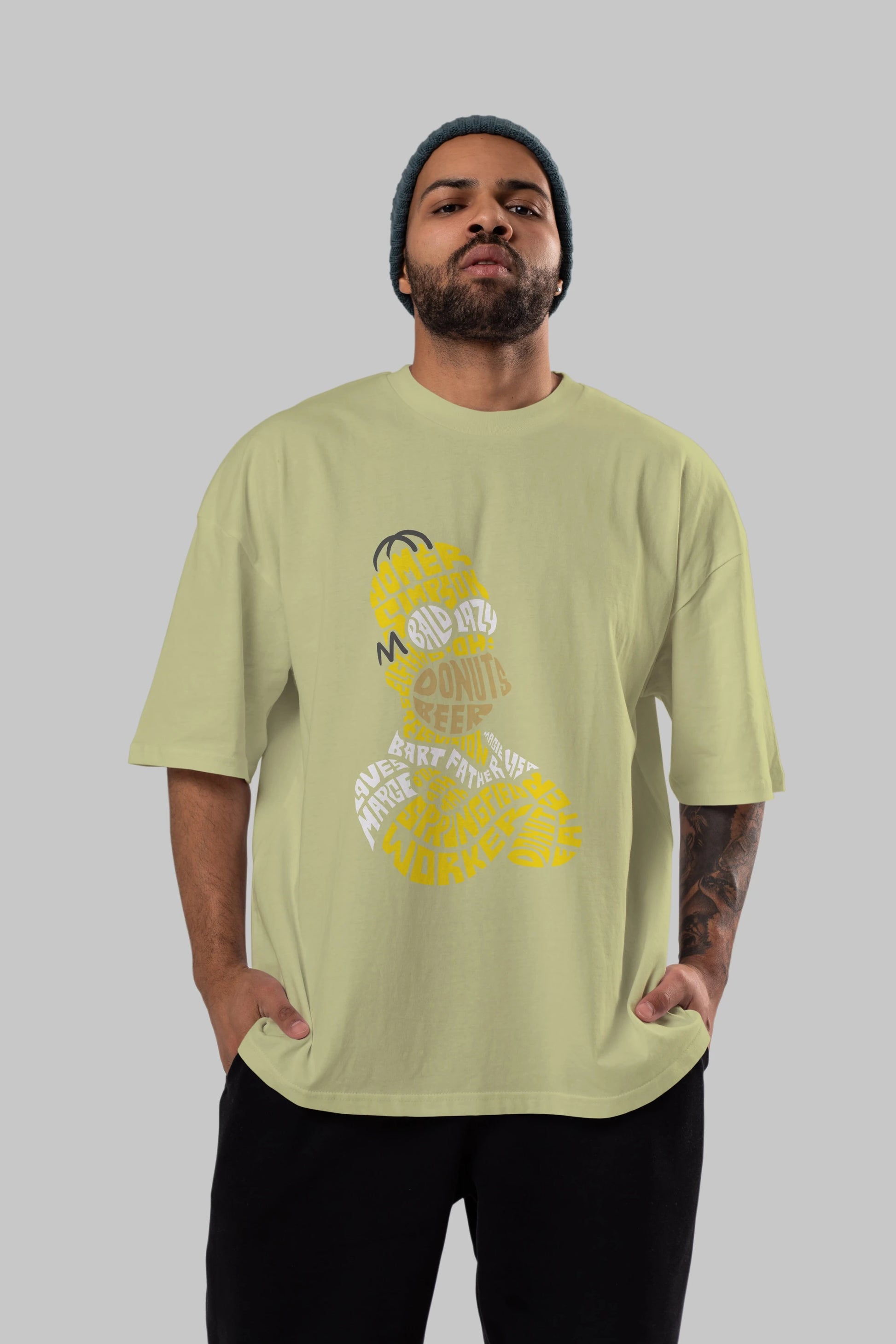 Homer Simpson Ön Baskılı Oversize t-shirt %100 pamuk Erkek Kadın Unisex