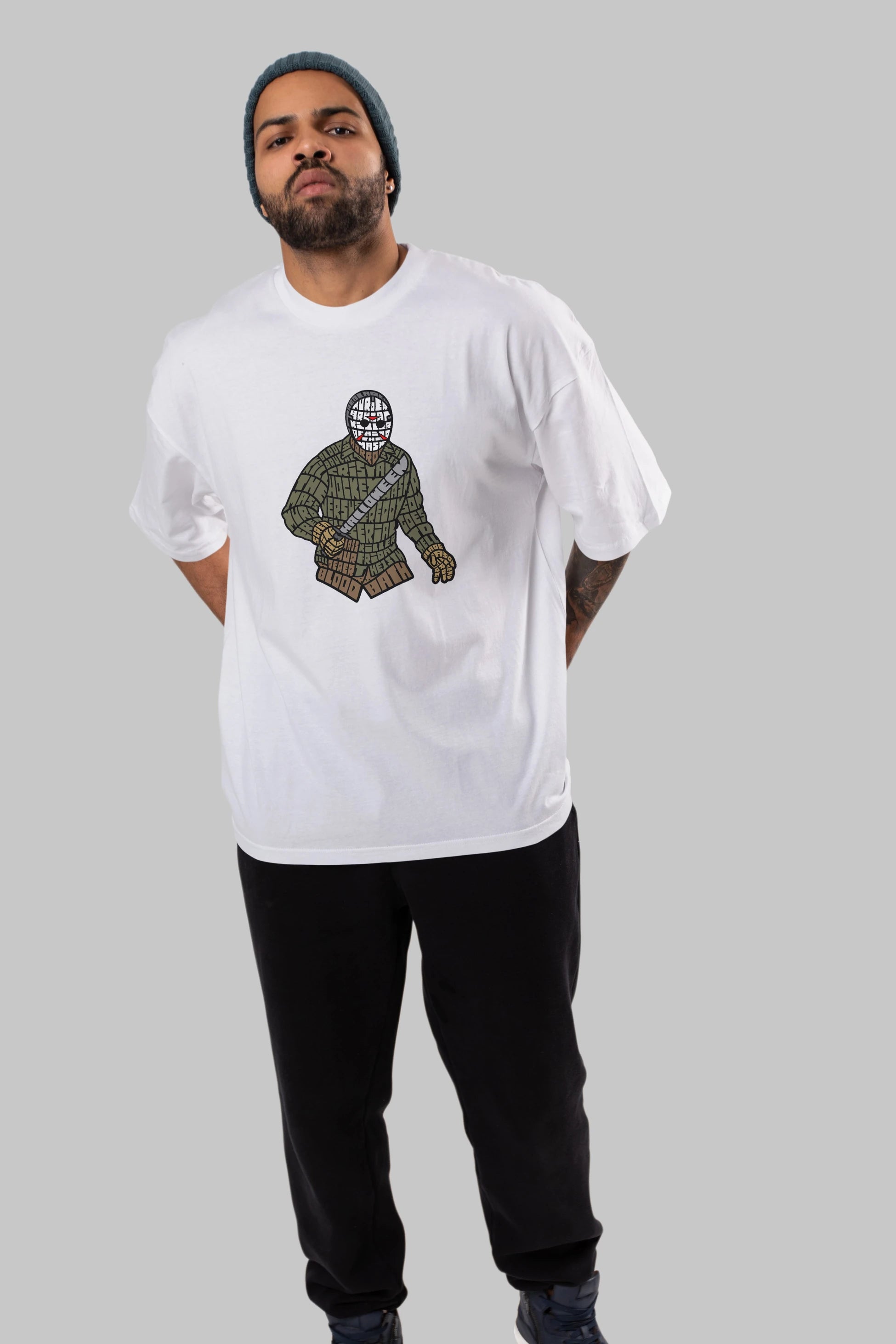 Jason Ön Baskılı Oversize t-shirt %100 pamuk Erkek Kadın Unisex