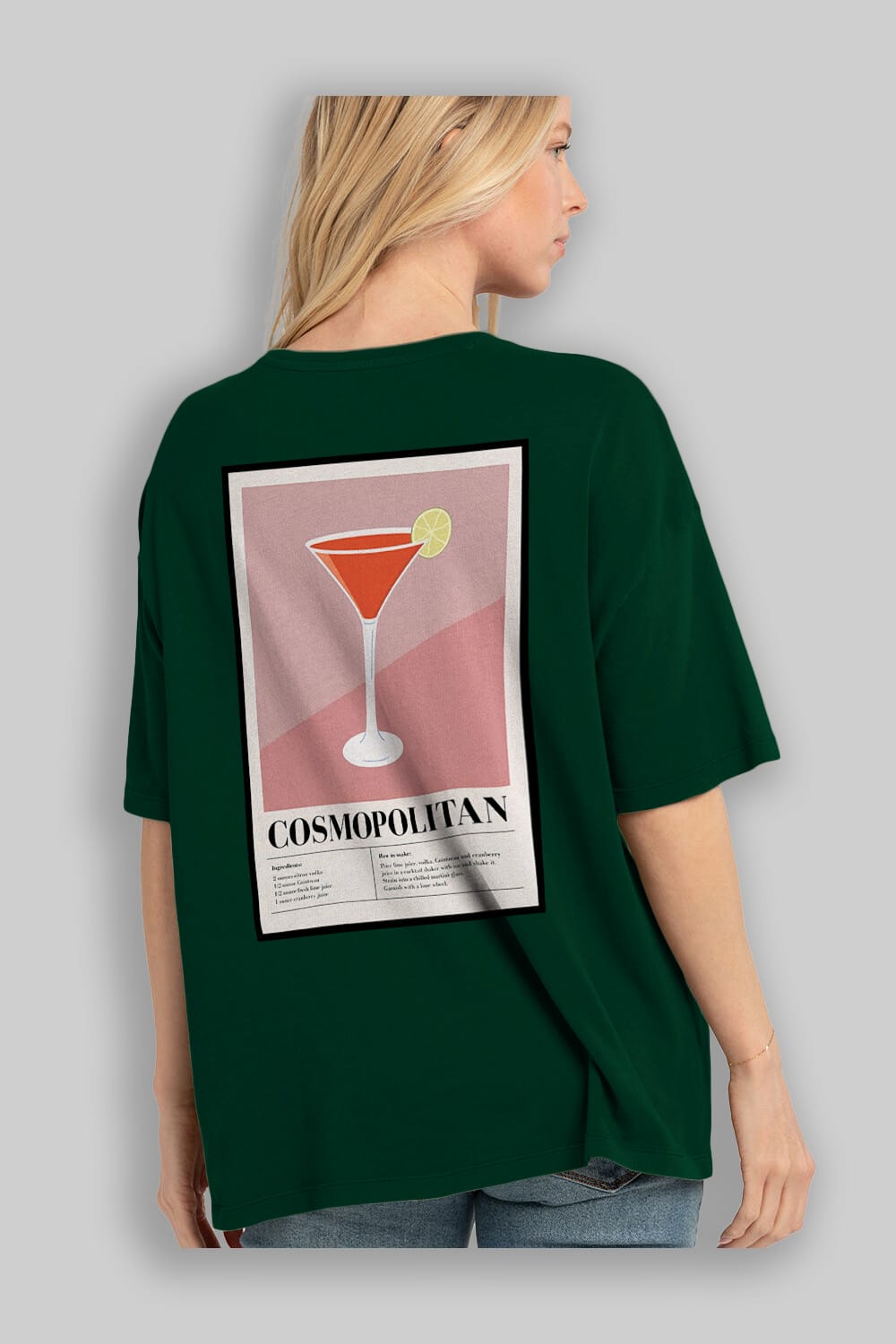 Cosmopolitan 3 Arka Baskılı Oversize t-shirt Erkek Kadın Unisex %100 Pamuk Bisiklet Yaka tişort