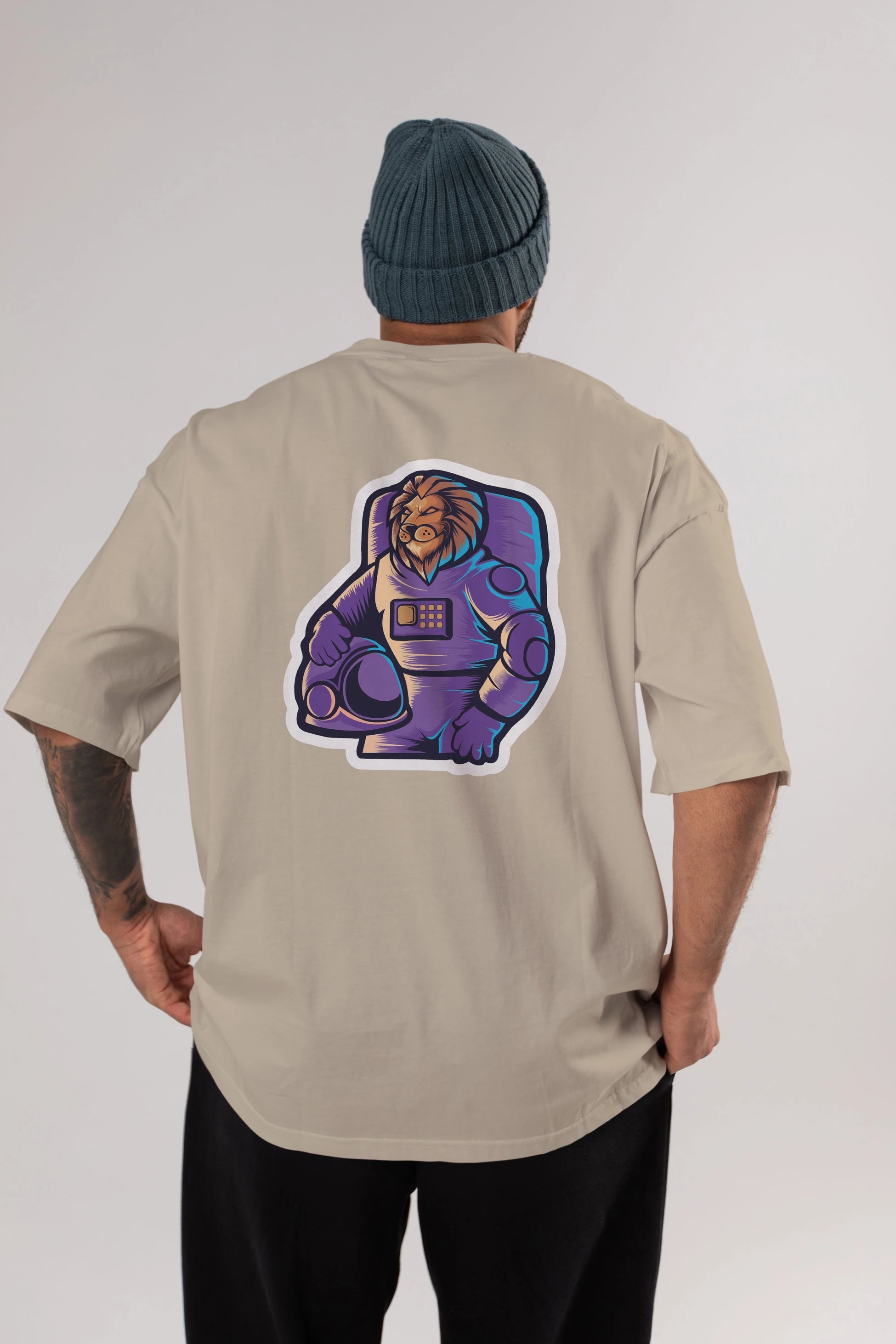 Astroking Sticker Arka Baskılı Oversize t-shirt Erkek Kadın Unisex