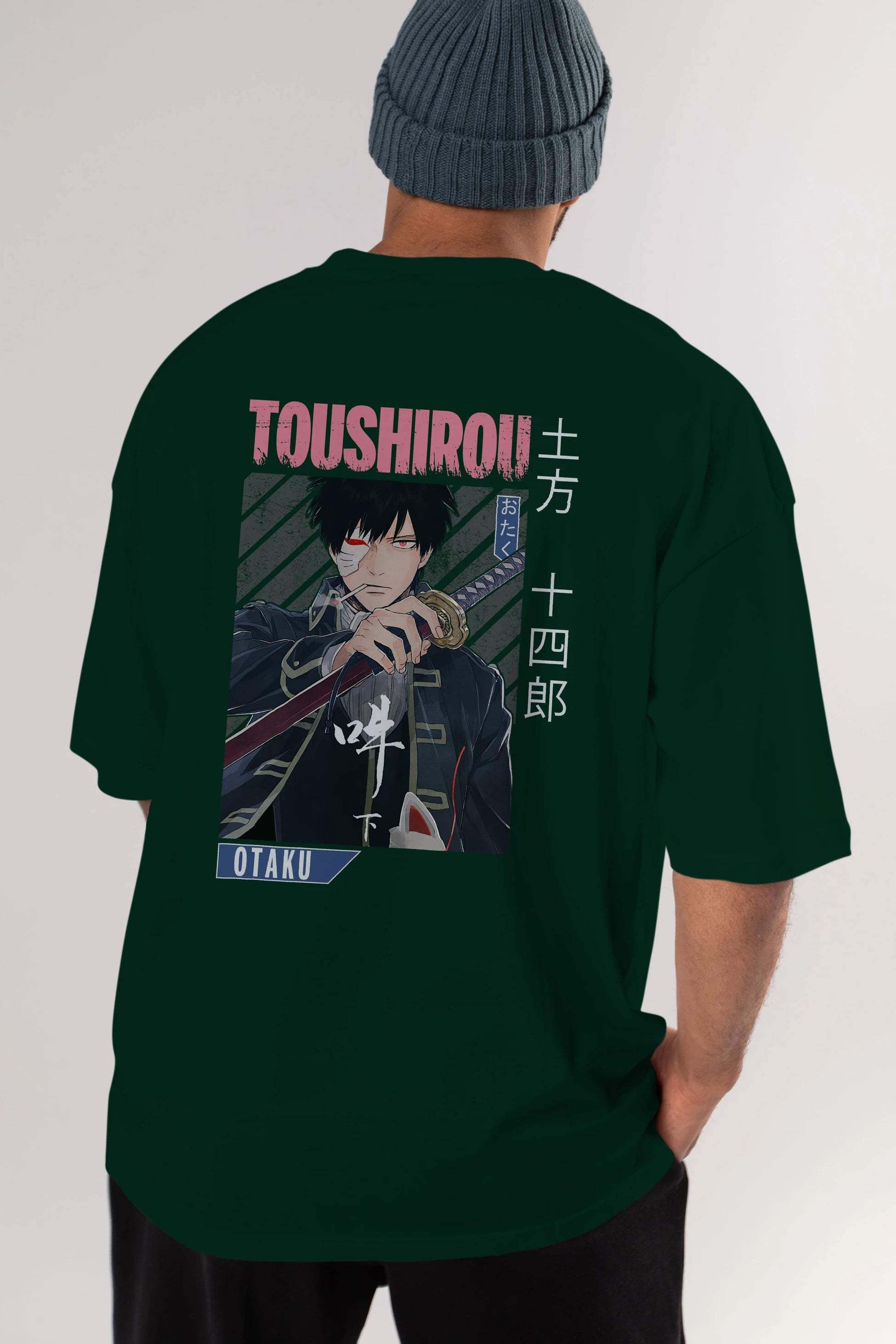 Toushirou Hijikata 1 Anime Arka Baskılı Oversize t-shirt Erkek Kadın Unisex