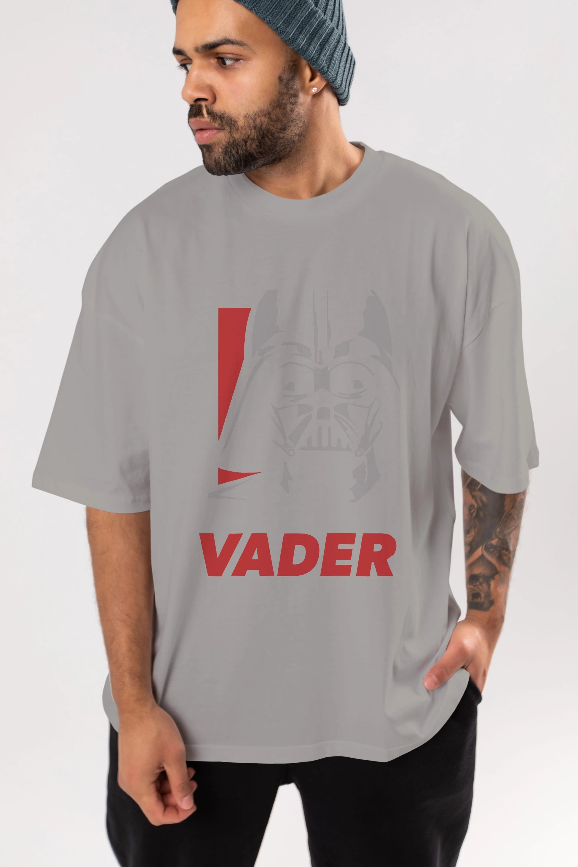 Darth Vader Ön Baskılı Oversize t-shirt Erkek Kadın Unisex %100 Pamuk Bisiklet Yaka tişort