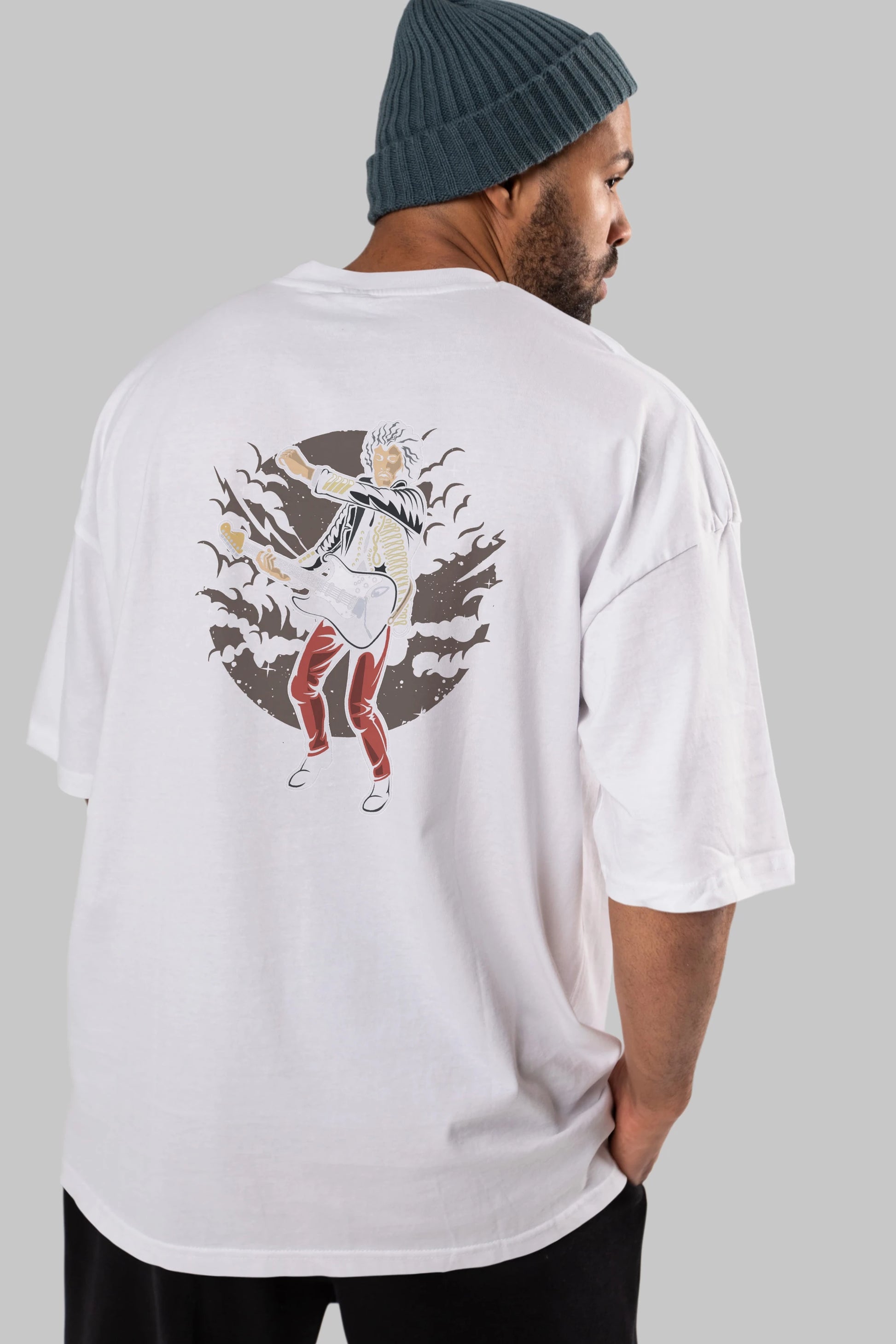 JIMMY HENDRIX Arka Baskılı Oversize t-shirt Erkek Kadın Unisex %100 Pamuk