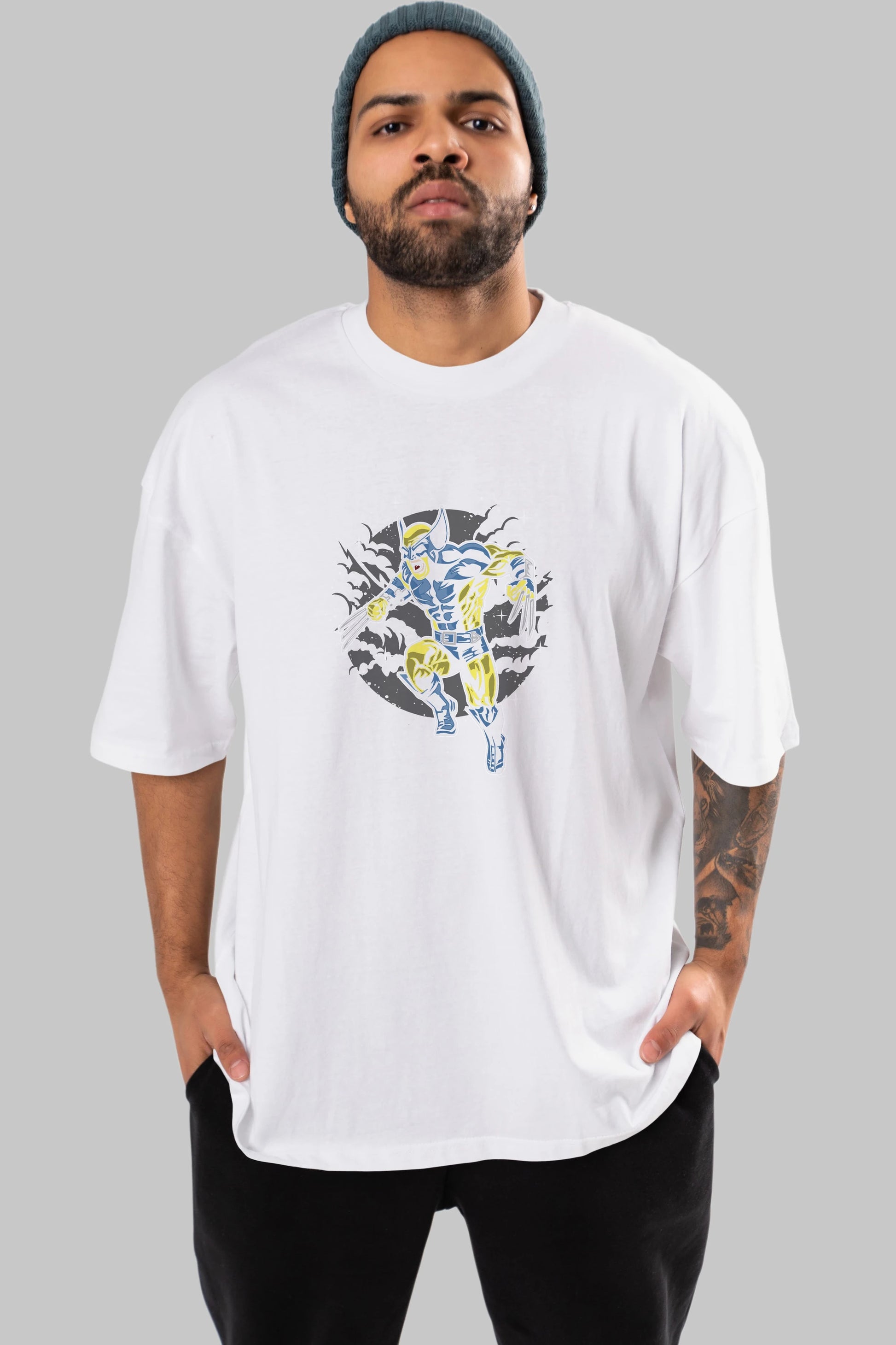 Wolverine Ön Baskılı Oversize t-shirt Erkek Kadın Unisex %100 Pamuk tişort