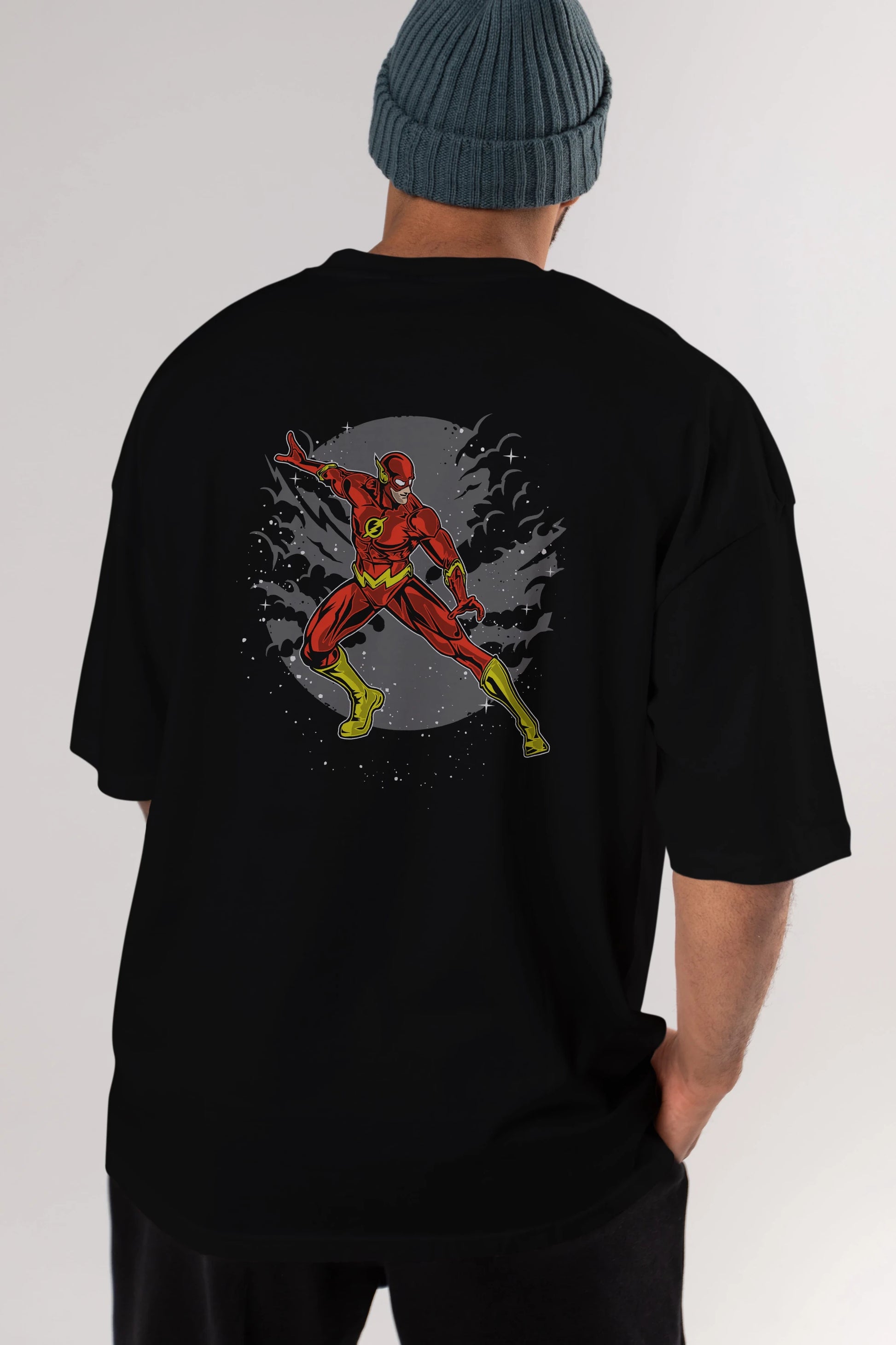 The Flash Arka Baskılı Oversize t-shirt Erkek Kadın Unisex %100 Pamuk