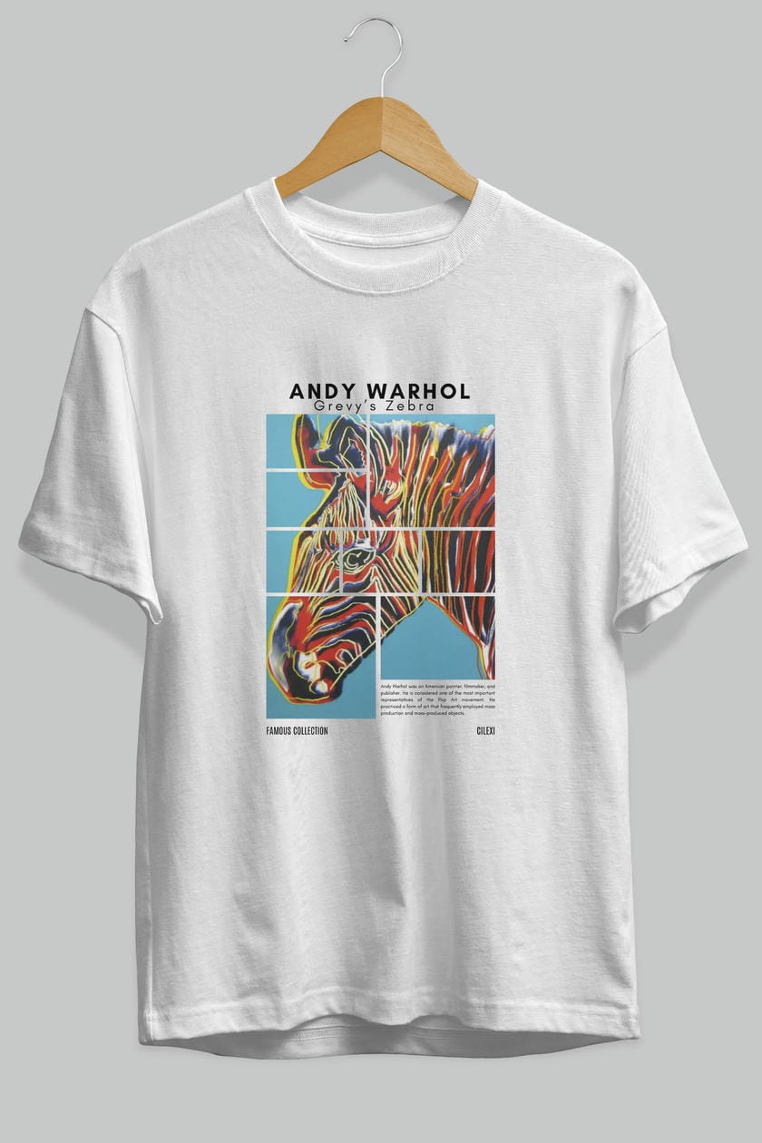 Andy Warhol ön Baskılı Oversize t-shirt Erkek Kadın Bisiklet Yaka Pamuk tişort