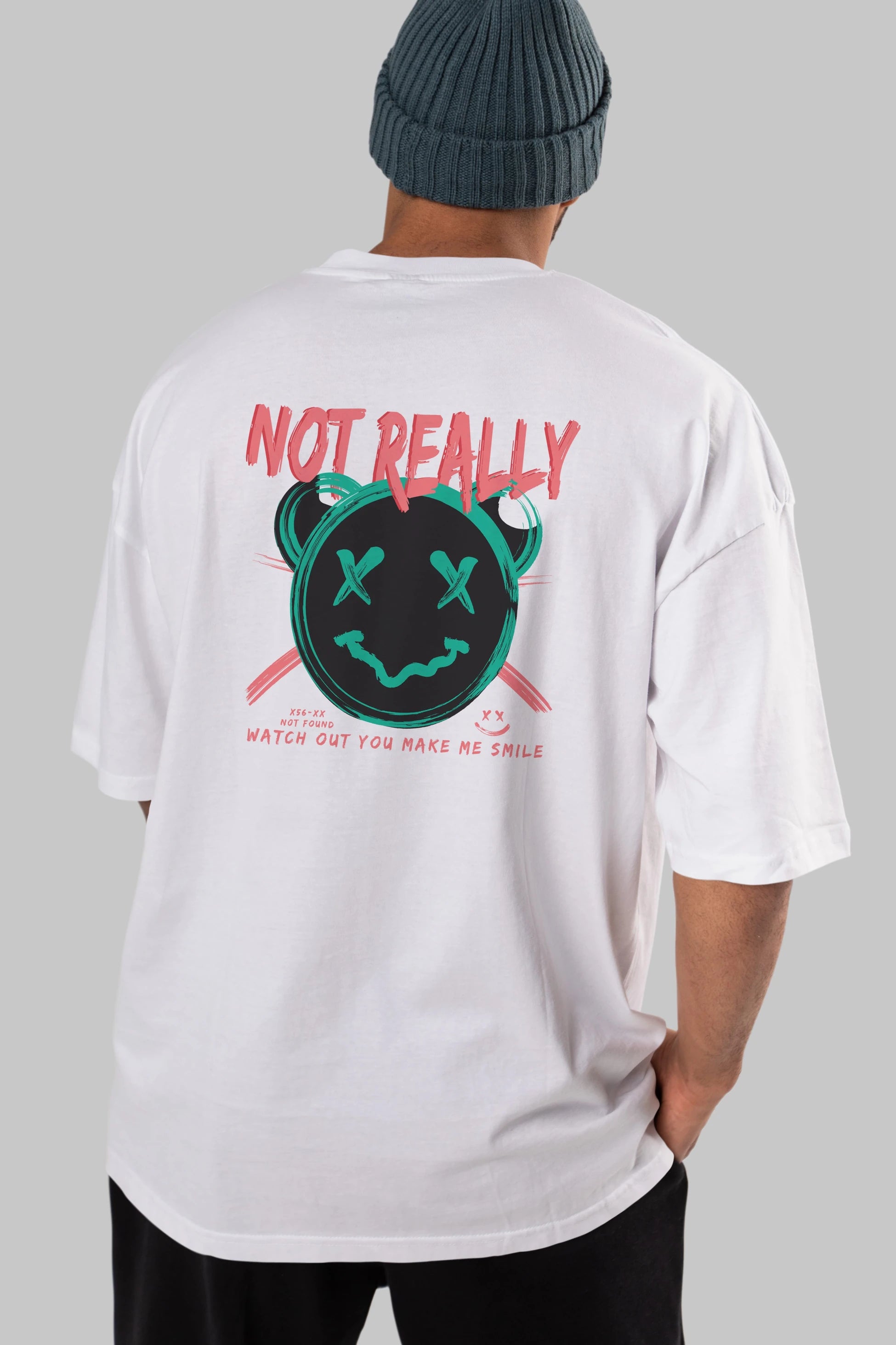 Not Really Bear Arka Baskılı Oversize t-shirt Erkek Kadın Unisex