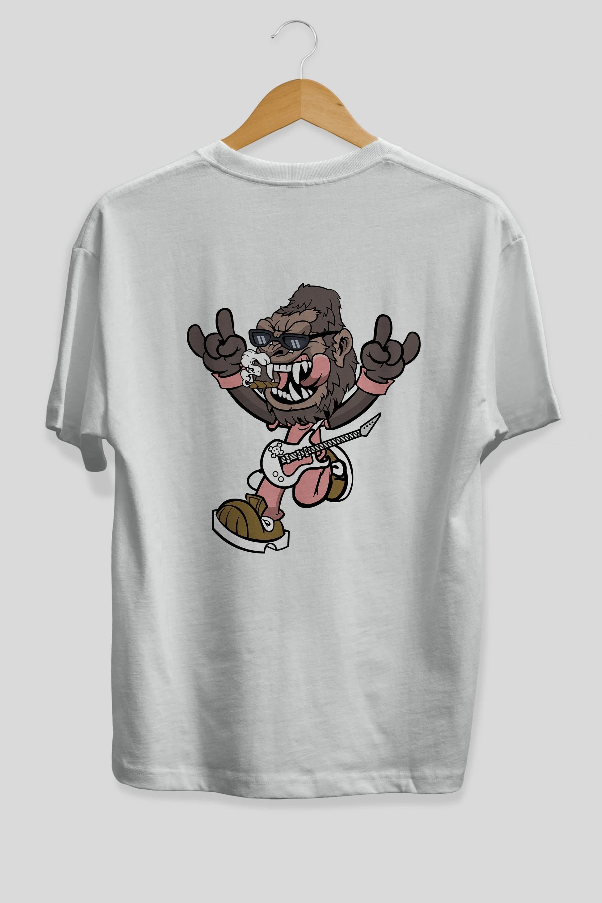 Gorilla Metal Arka Baskılı Oversize t-shirt Erkek Kadın Unisex %100 Pamuk tişort