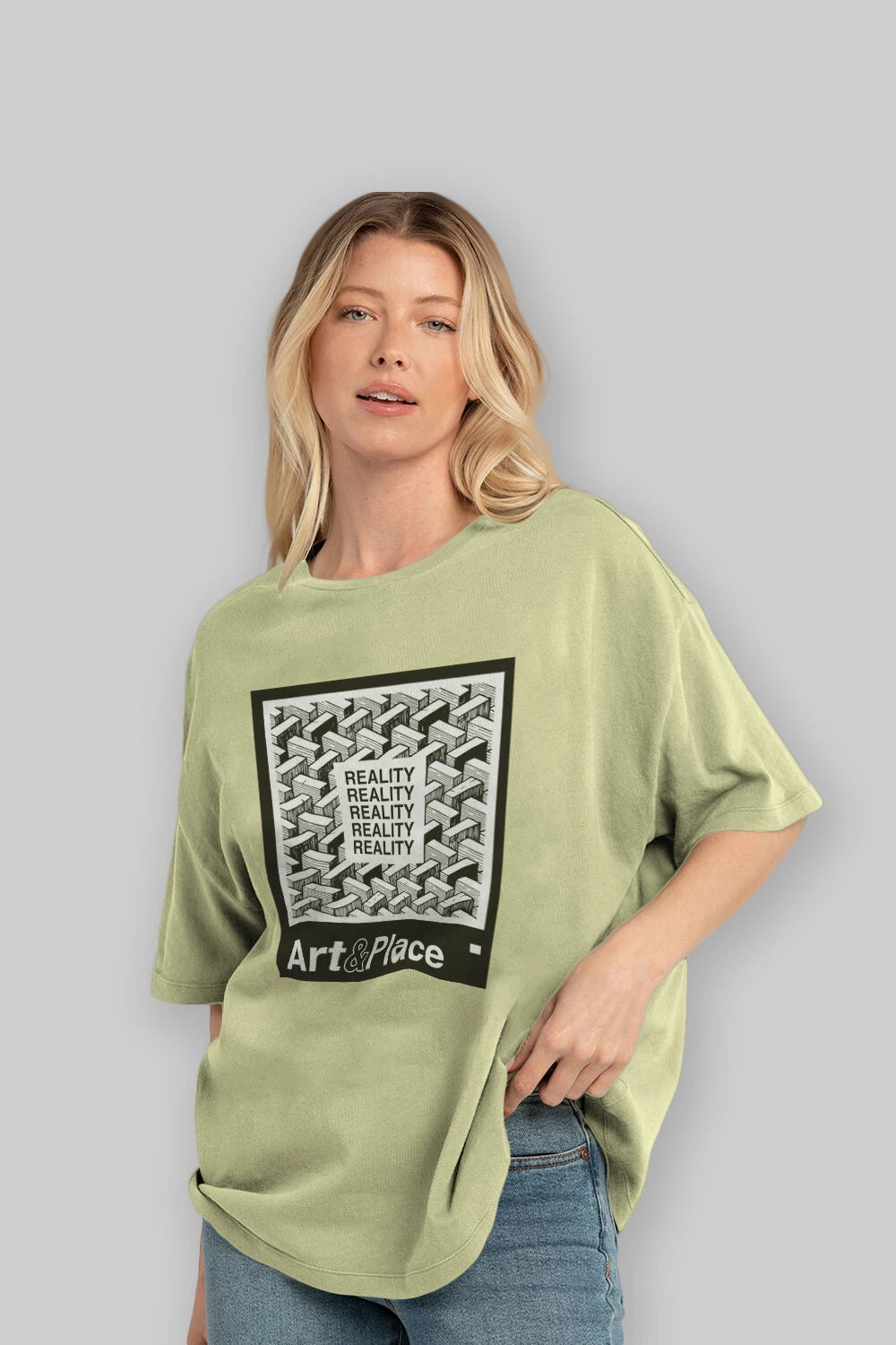 Reality Ön Baskılı Oversize t-shirt Erkek Kadın Unisex