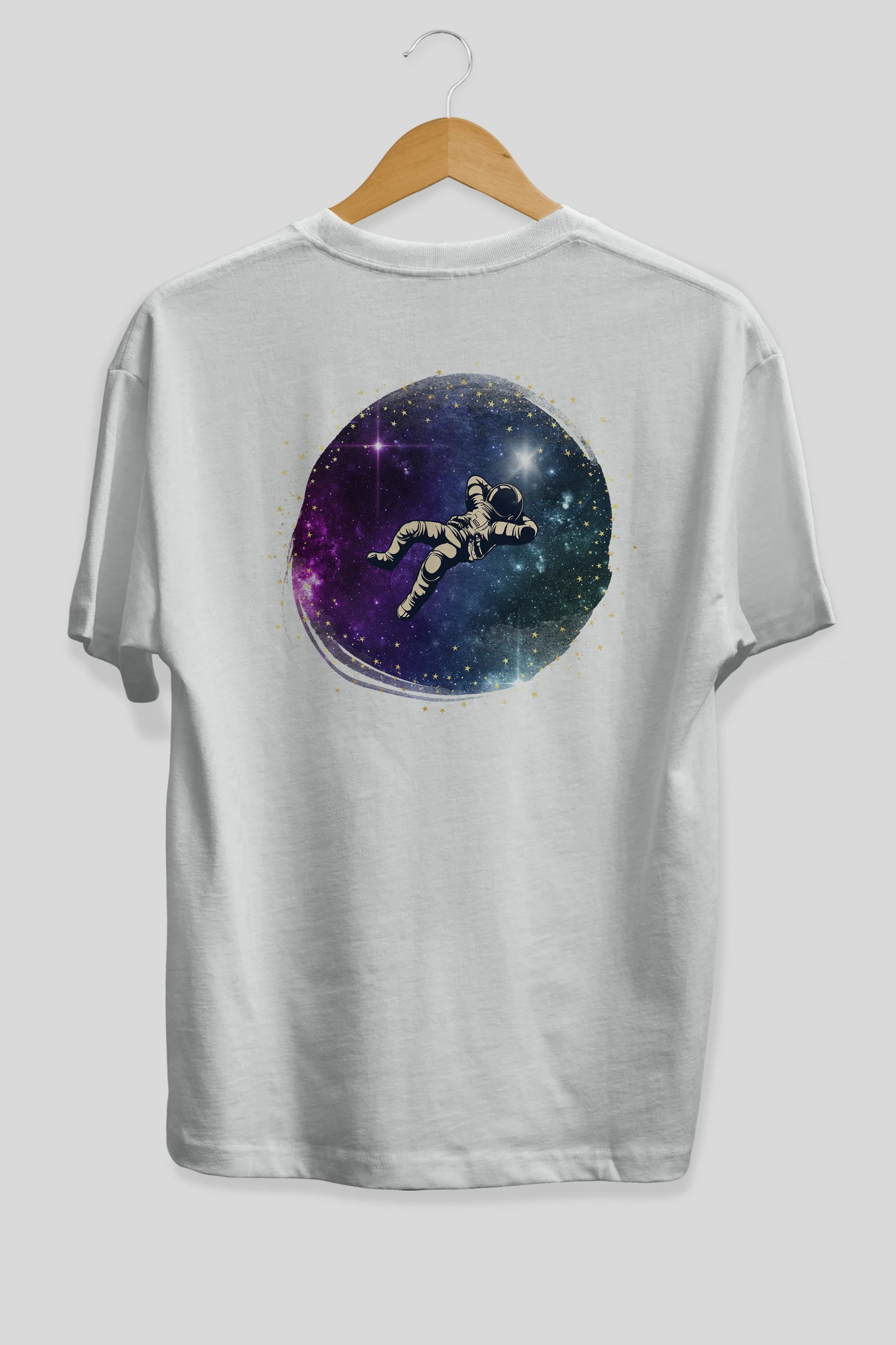 Astronaut in the Galaxy Arka Baskılı Oversize t-shirt Erkek Kadın Unisex