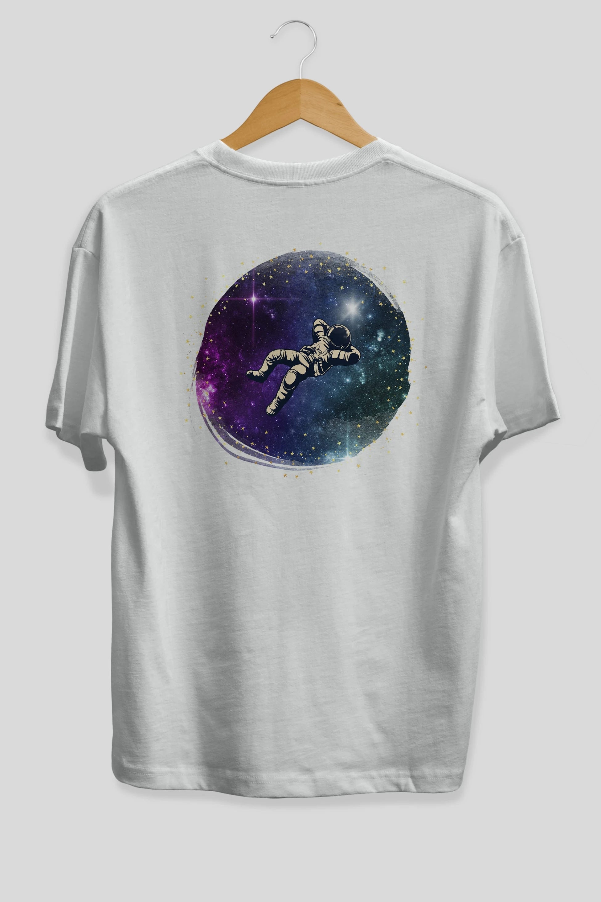 Astronaut in the Galaxy Arka Baskılı Oversize t-shirt Erkek Kadın Unisex