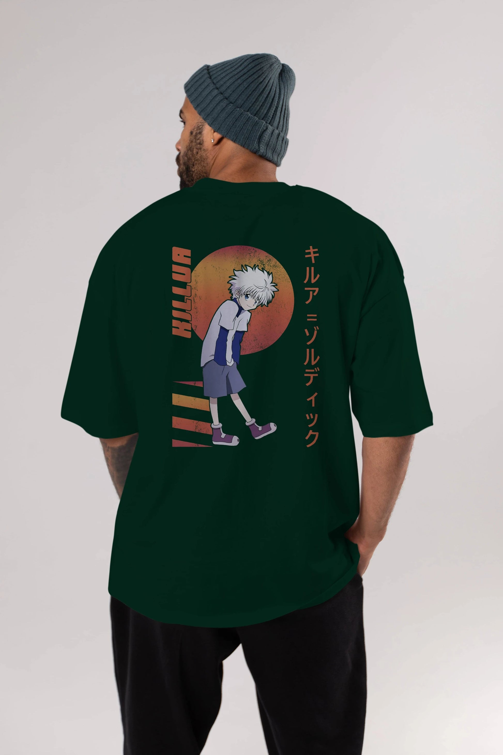 Killua Zoldyck 5 2 Anime Arka Baskılı Oversize t-shirt Erkek Kadın Unisex