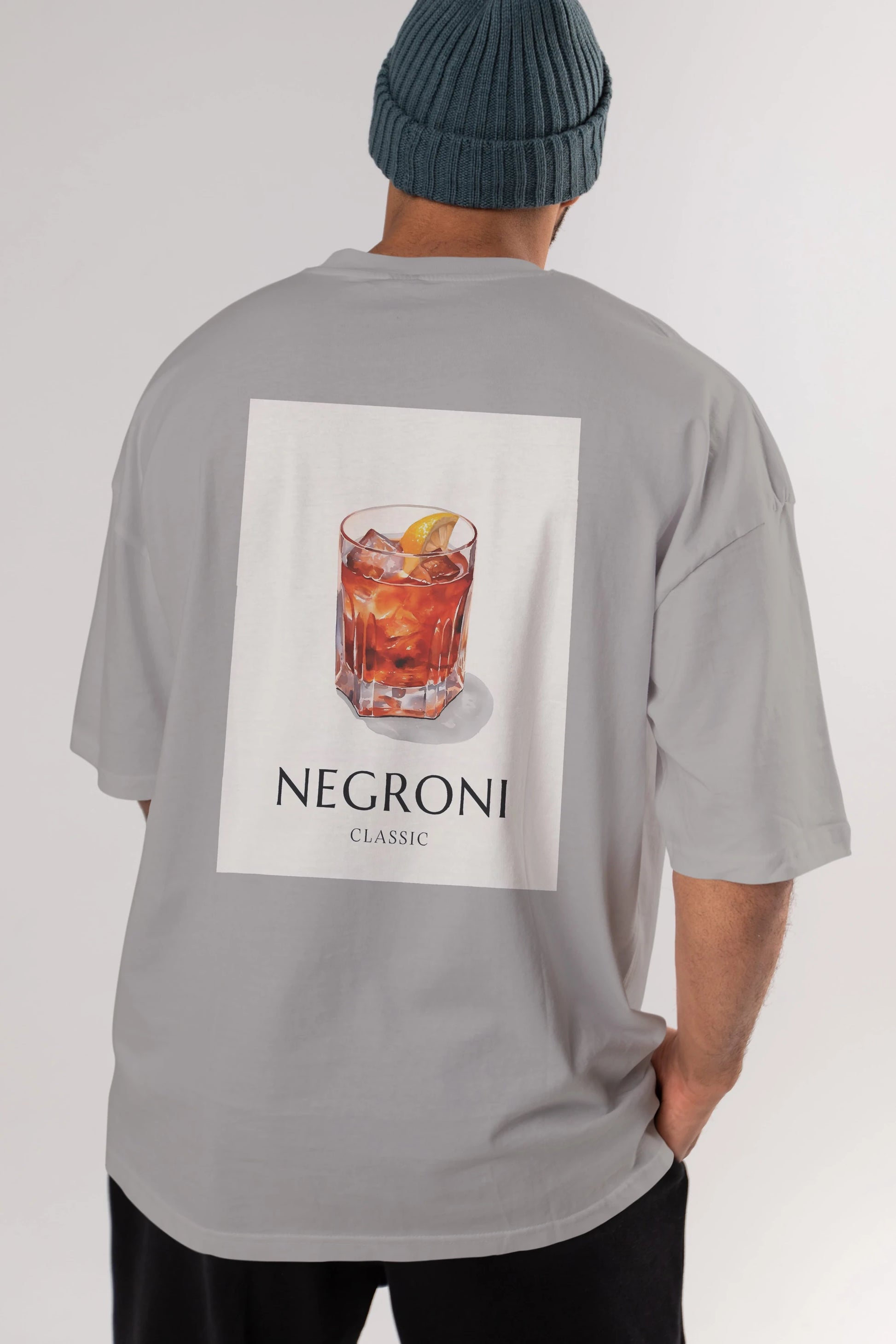 Negroni Classic Arka Baskılı Oversize t-shirt Erkek Kadın Unisex %100 Pamuk Bisiklet Yaka tişort
