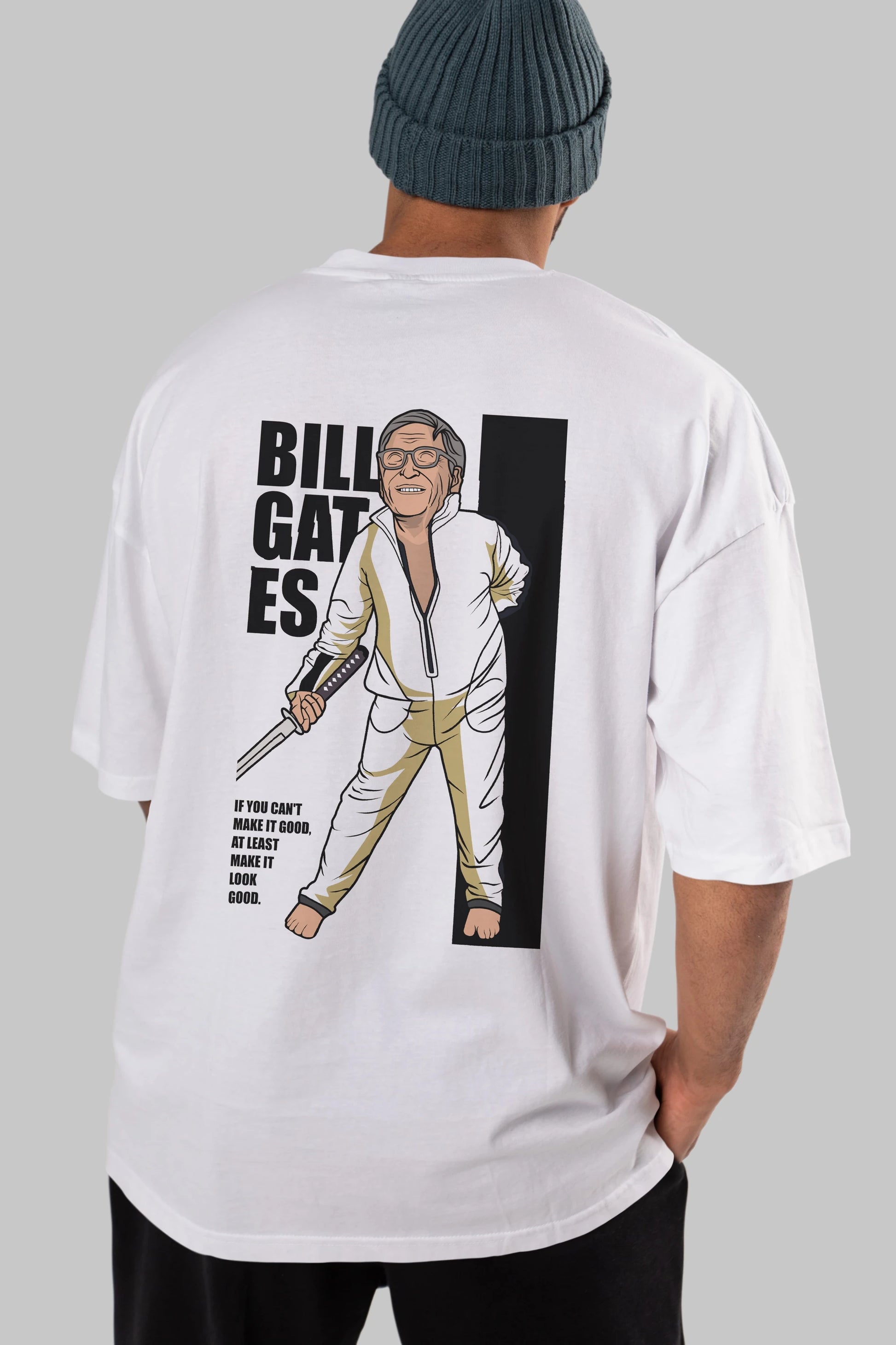 Bill Gates Arka Baskılı Oversize t-shirt Erkek Kadın Unisex %100 Pamuk tişort