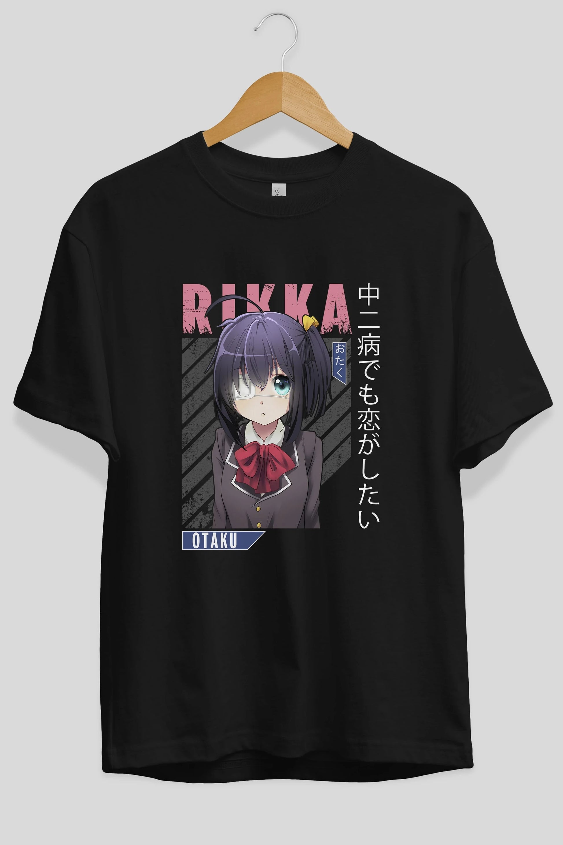 Rikka Takanashi 9 Anime Ön Baskılı Oversize t-shirt %100 pamuk Erkek Kadın Unisex