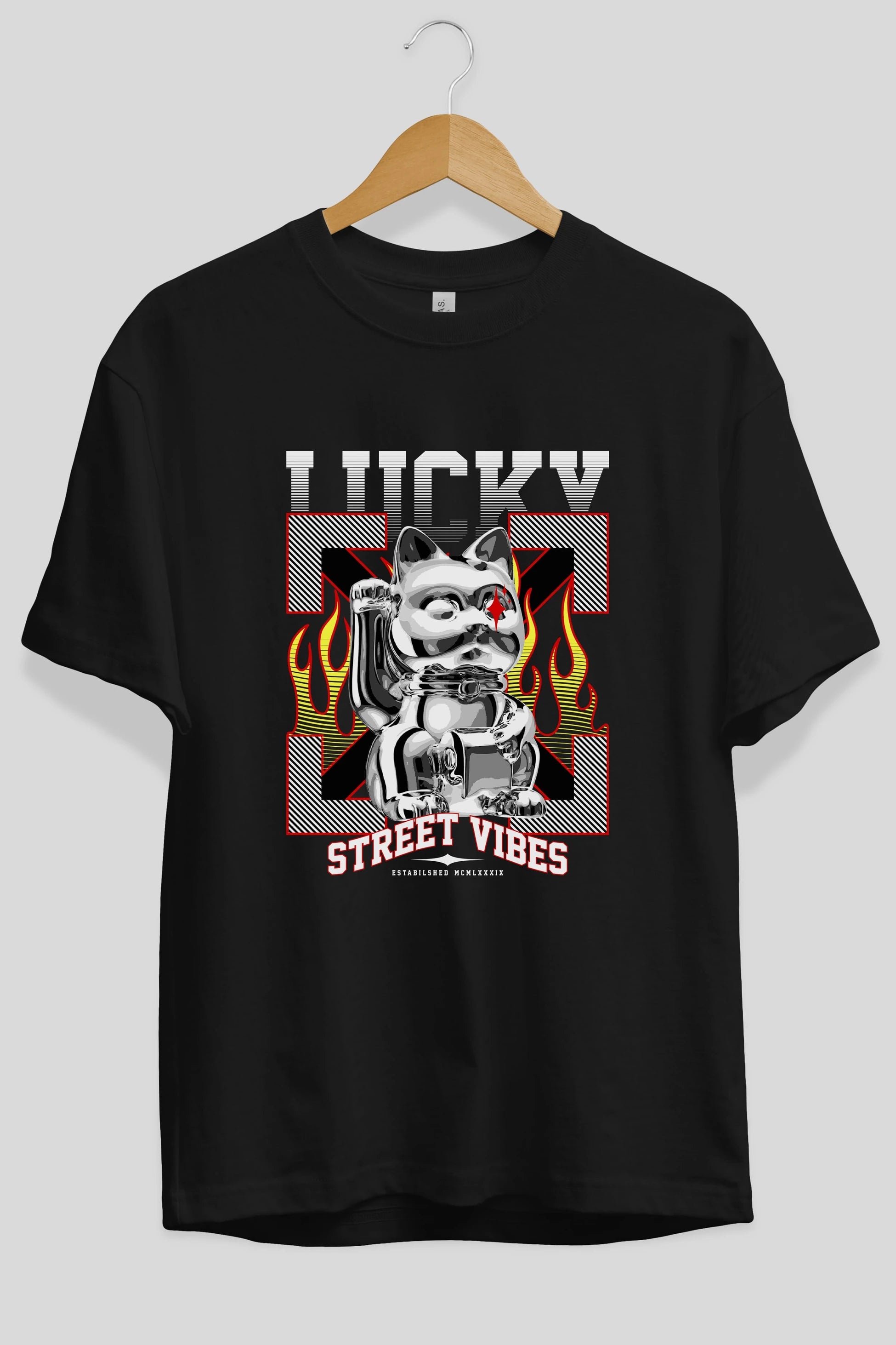 Lucky Street Vibes Ön Baskılı Oversize t-shirt Erkek Kadın Unisex