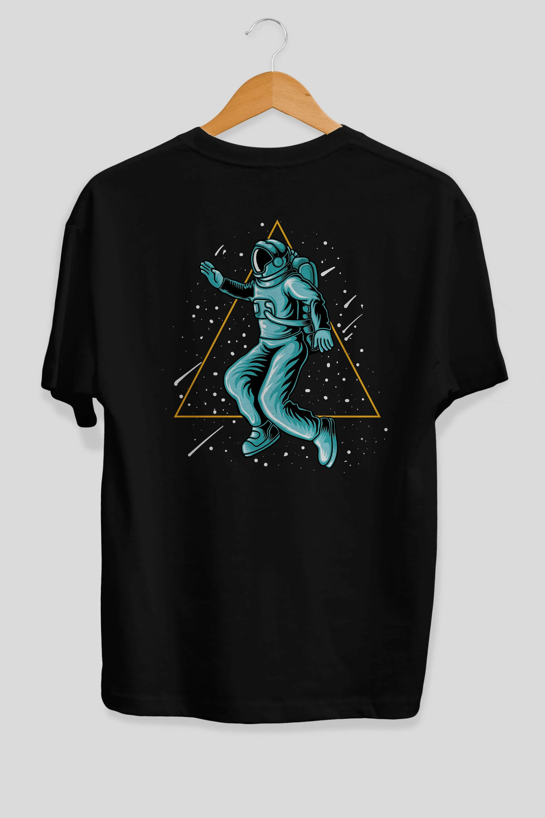 Astronaut Starry Triangle Arka Baskılı Oversize t-shirt Erkek Kadın Unisex