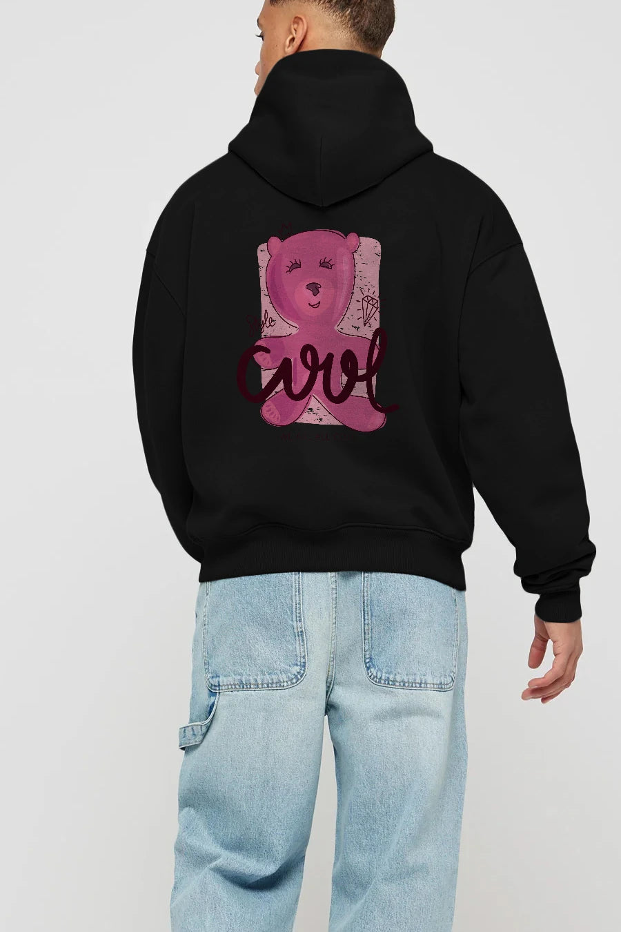 Cool Style Bear Arka Baskılı Hoodie Oversize Kapüşonlu Sweatshirt Erkek Kadın Unisex