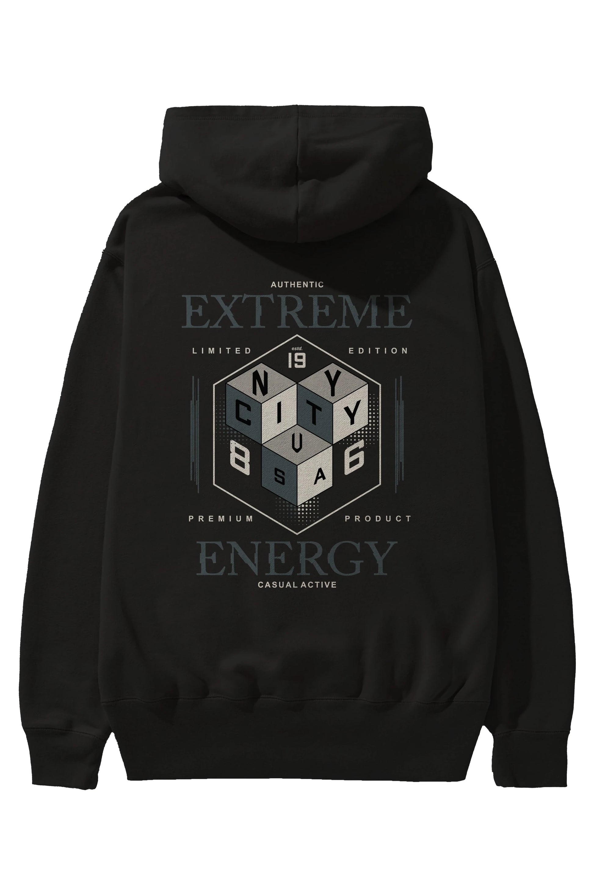 Extreme Energy Arka Baskılı Hoodie Oversize Kapüşonlu Sweatshirt Erkek Kadın Unisex