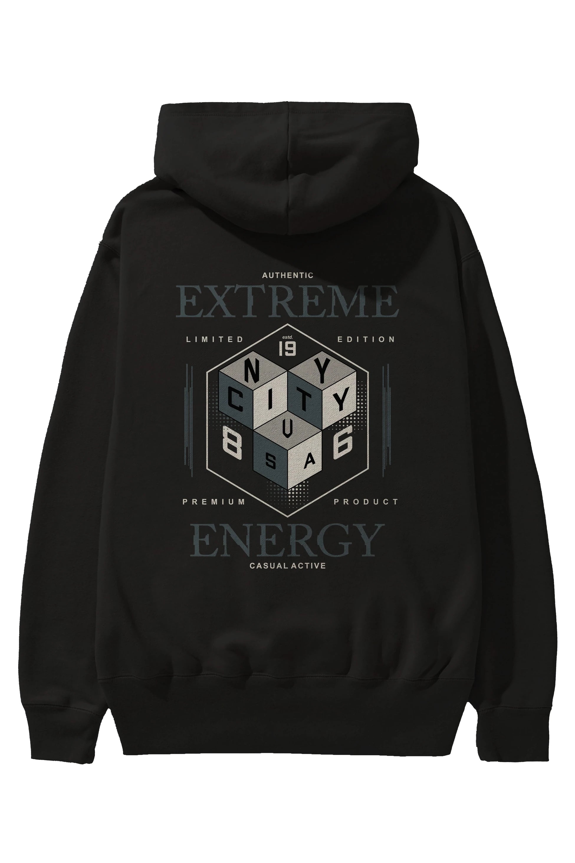 Extreme Energy Arka Baskılı Hoodie Oversize Kapüşonlu Sweatshirt Erkek Kadın Unisex