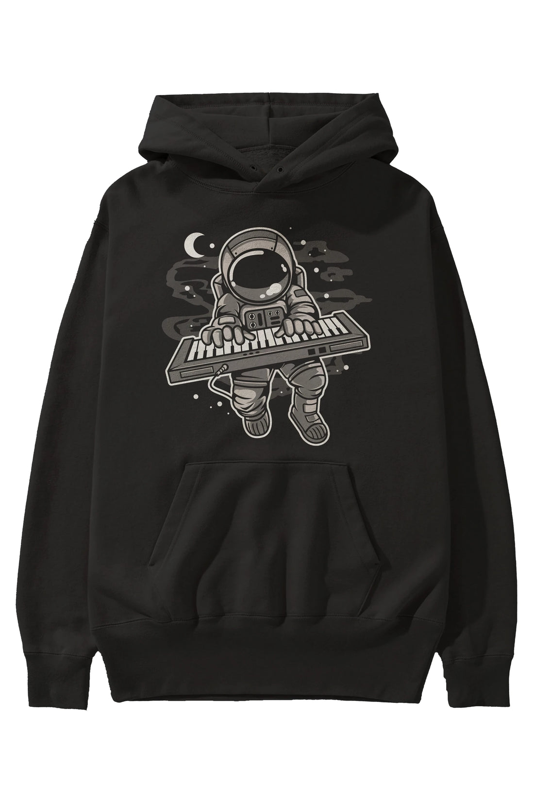 Astronaut Keyboard Ön Baskılı Hoodie Oversize Kapüşonlu Sweatshirt Erkek Kadın Unisex