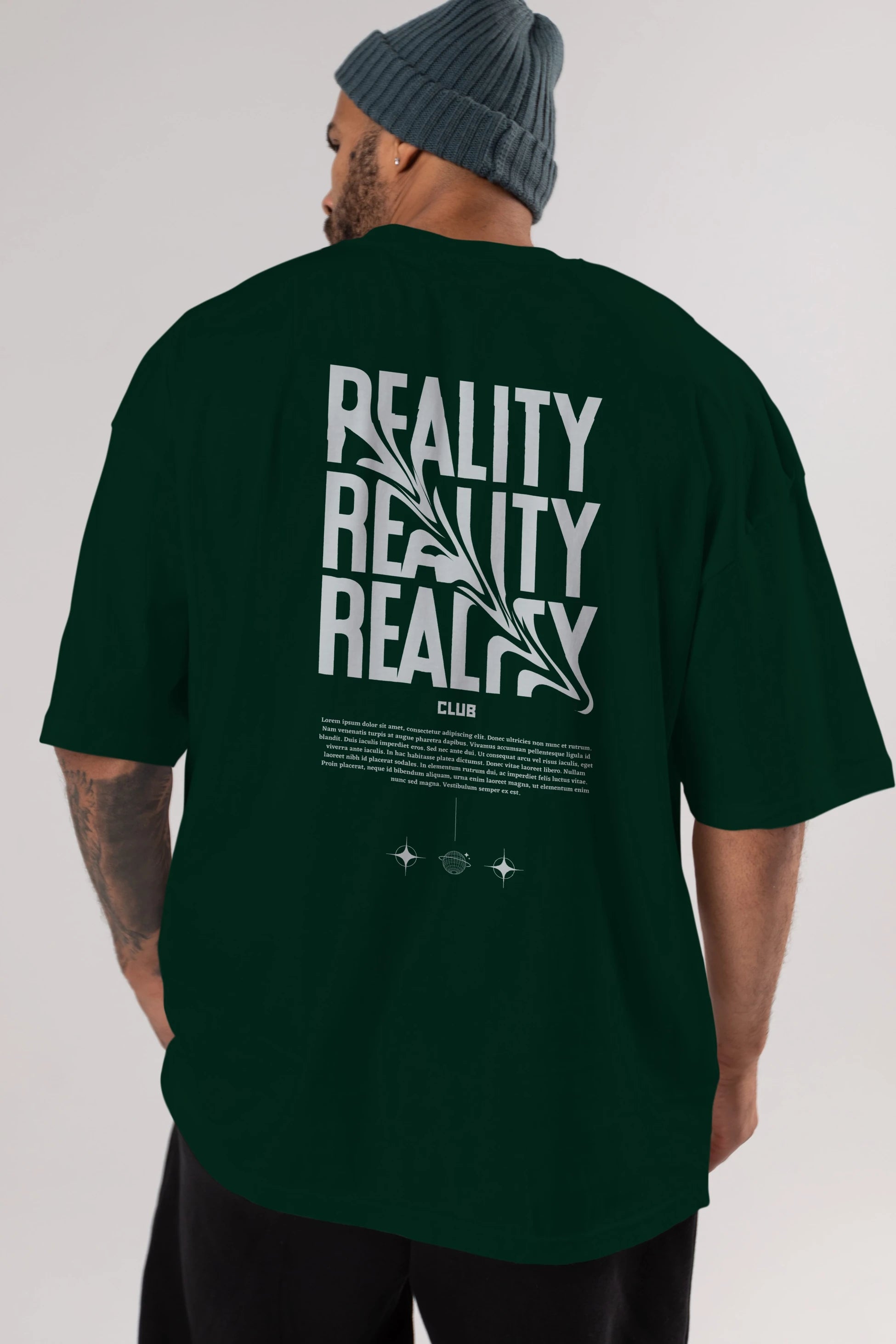 Reality Yazılı Arka Baskılı Oversize t-shirt Erkek Kadın Unisex