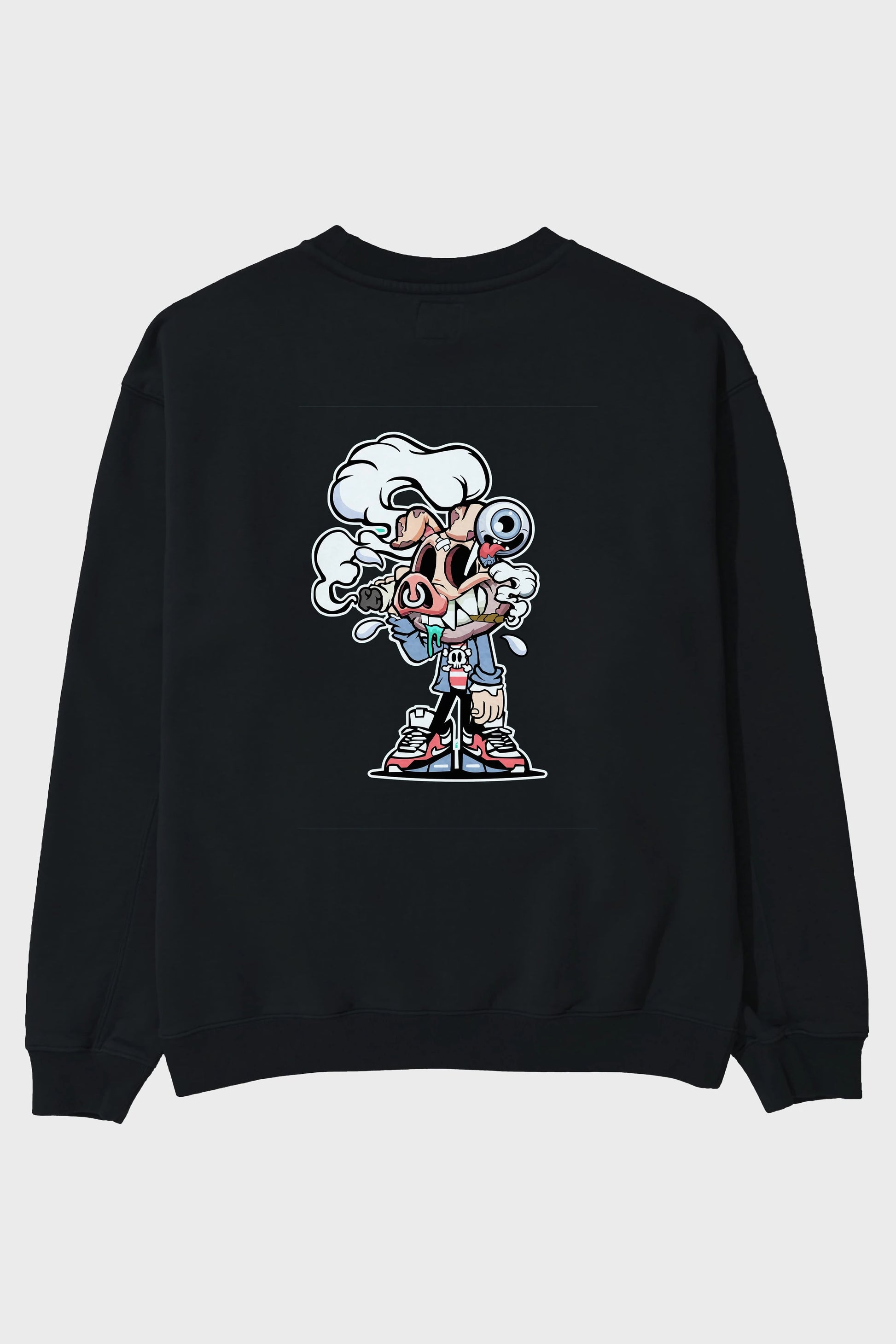 Pig Smoker Arka Baskılı Oversize Sweatshirt Erkek Kadın Unisex