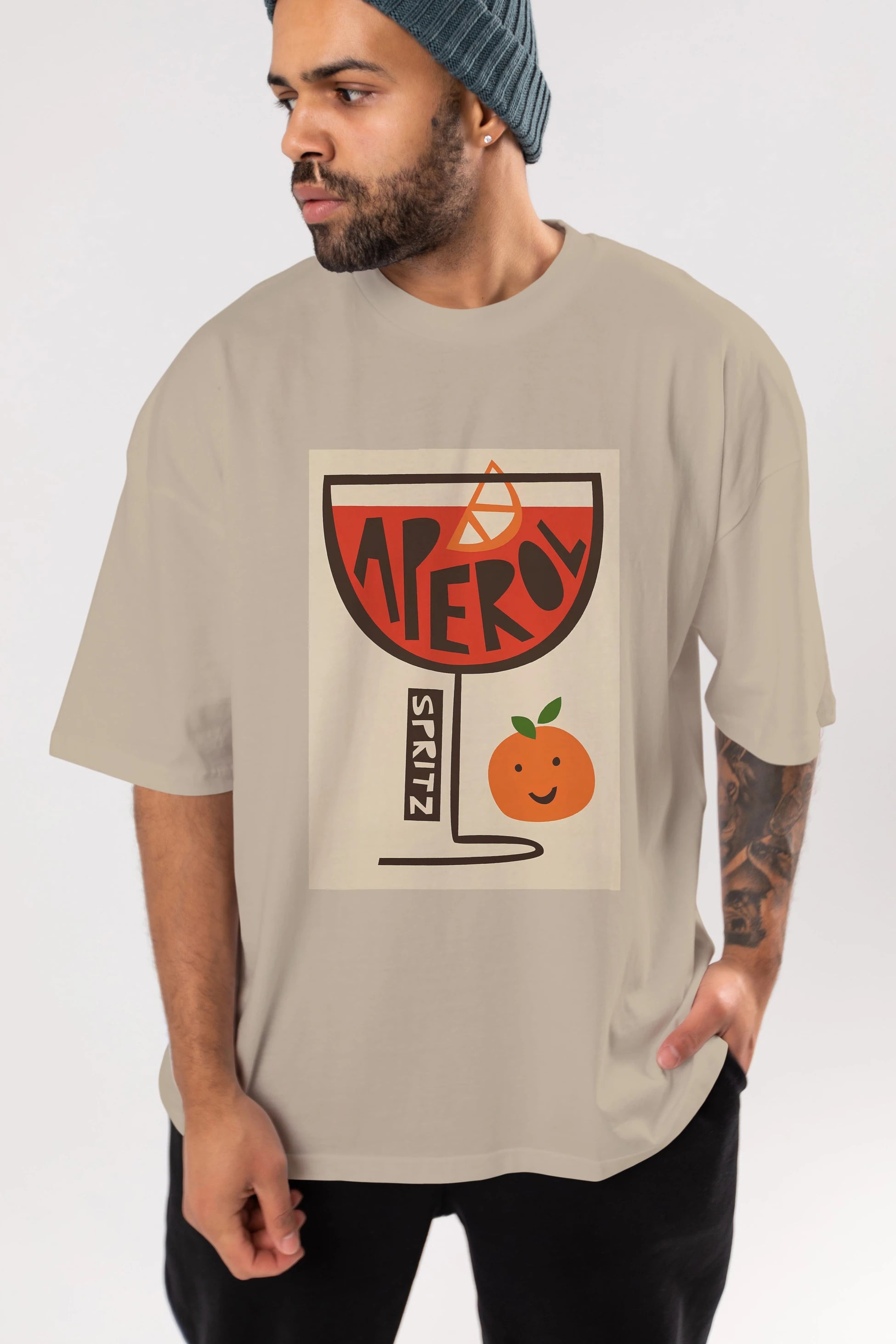 Aperol Spritz 9 Ön Baskılı Oversize t-shirt Erkek Kadın Unisex %100 Pamuk Bisiklet Yaka tişort