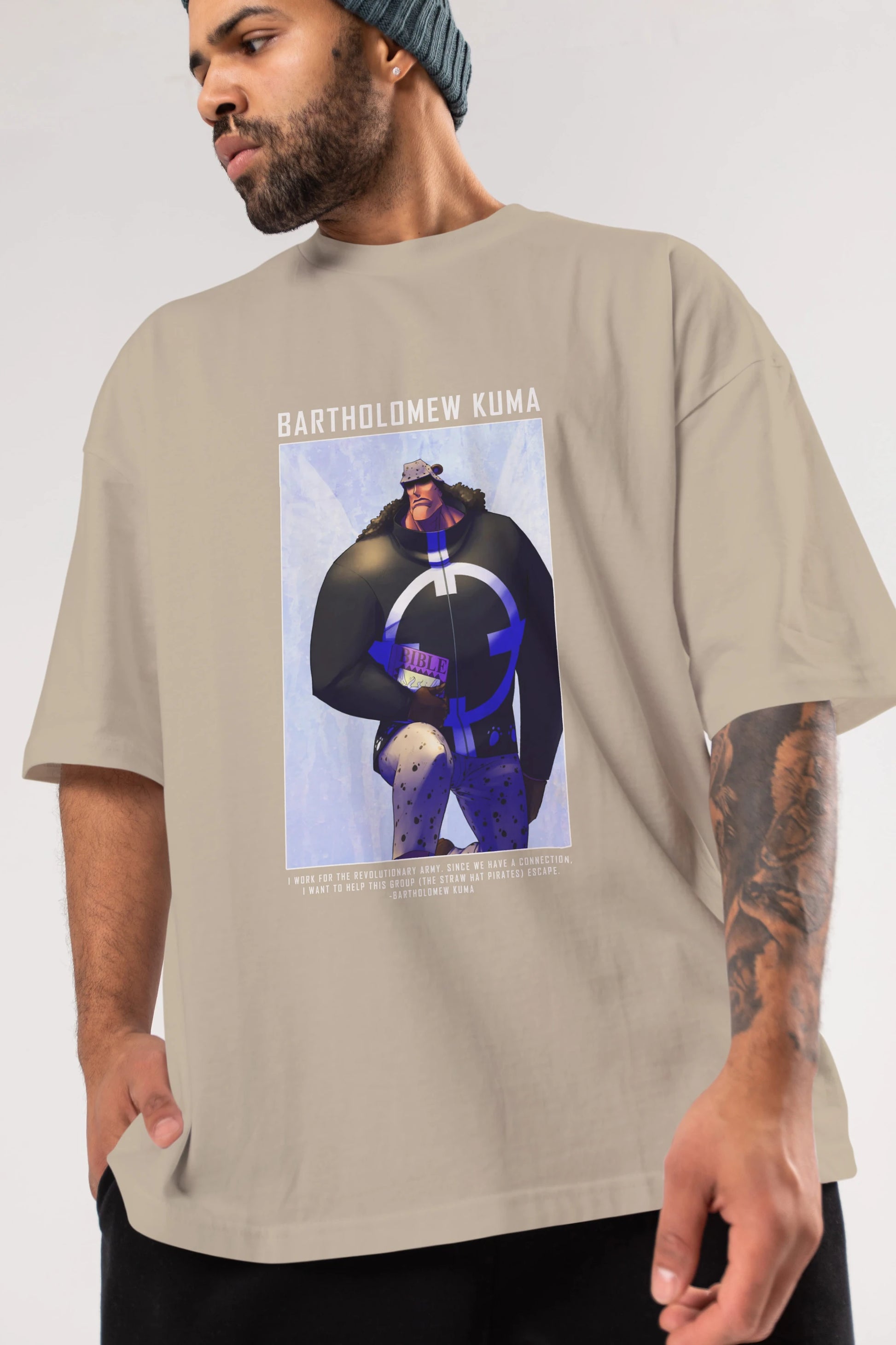 Bartholomew Kuma Anime Ön Baskılı Oversize t-shirt Erkek Kadın Unisex