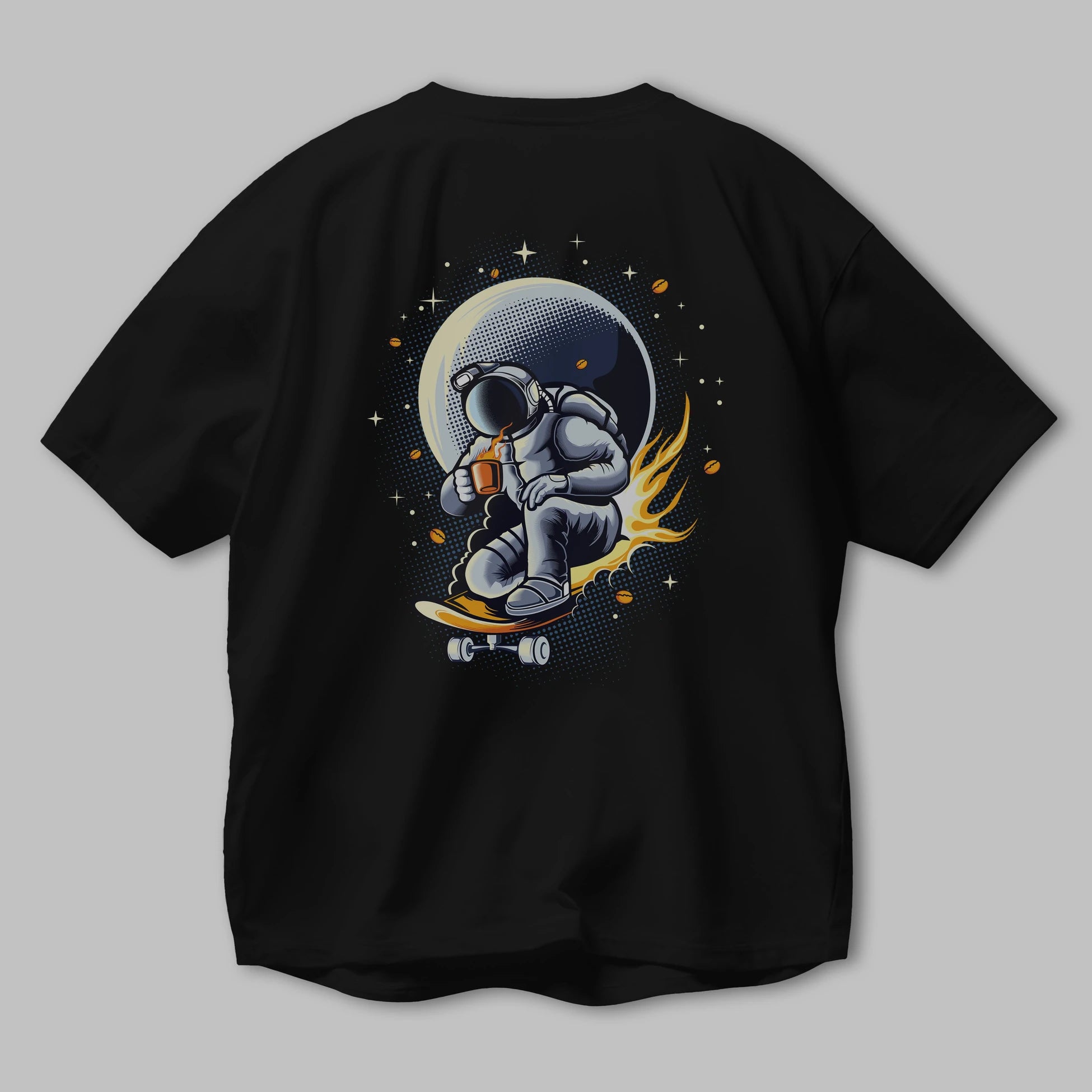 Astro Coffee Addict Arka Baskılı Oversize t-shirt Erkek Kadın Unisex