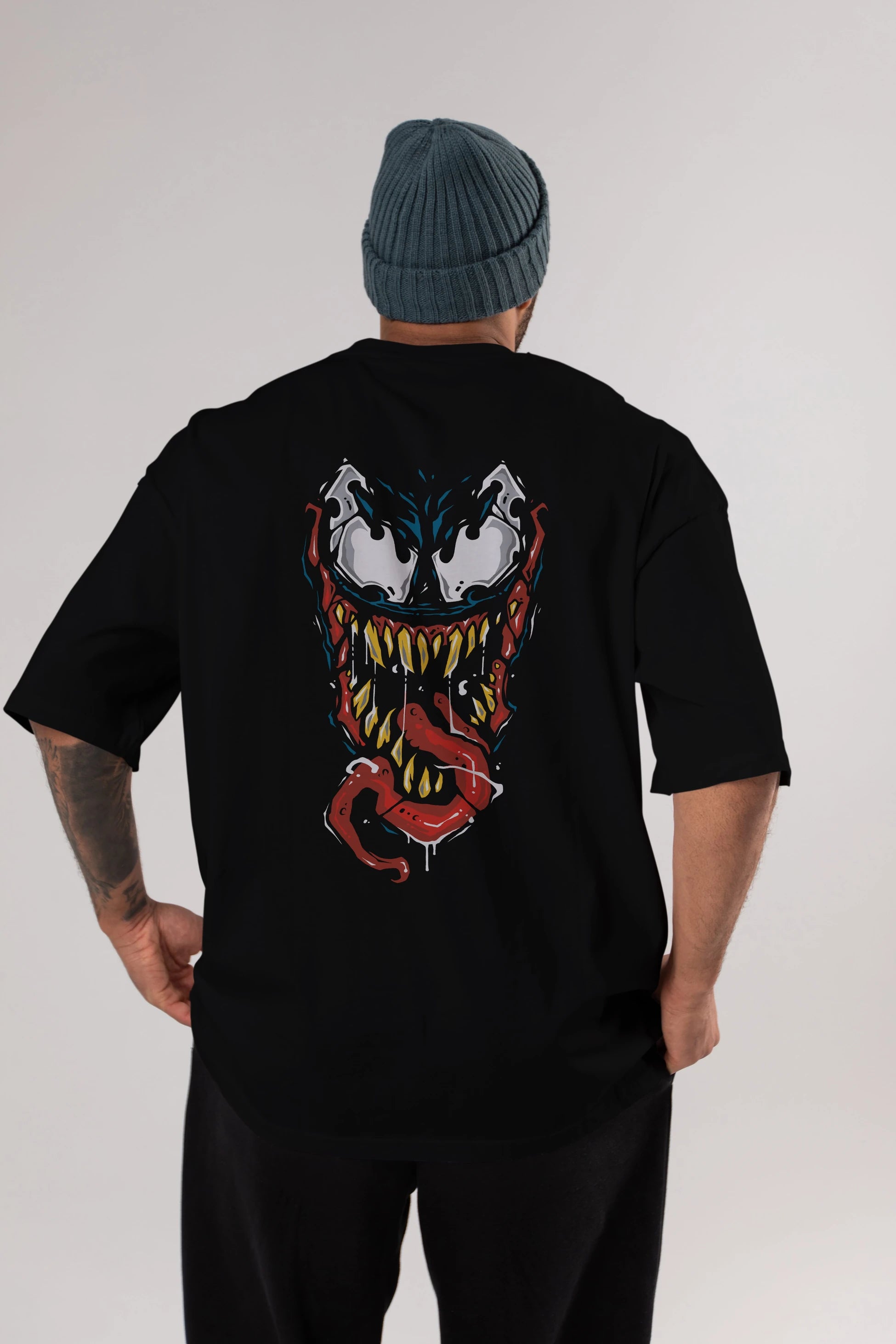 Venom (15) Arka Baskılı Oversize t-shirt Erkek Kadın Unisex %100 Pamuk Bisiklet Yaka tişort