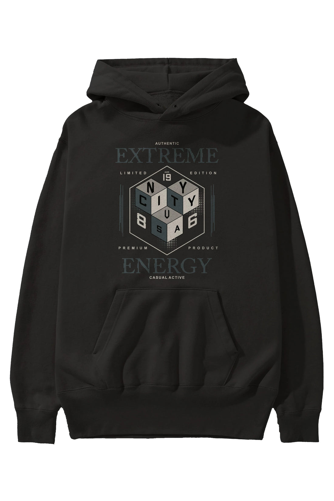 Extreme Energy Ön Baskılı Hoodie Oversize Kapüşonlu Sweatshirt Erkek Kadın Unisex