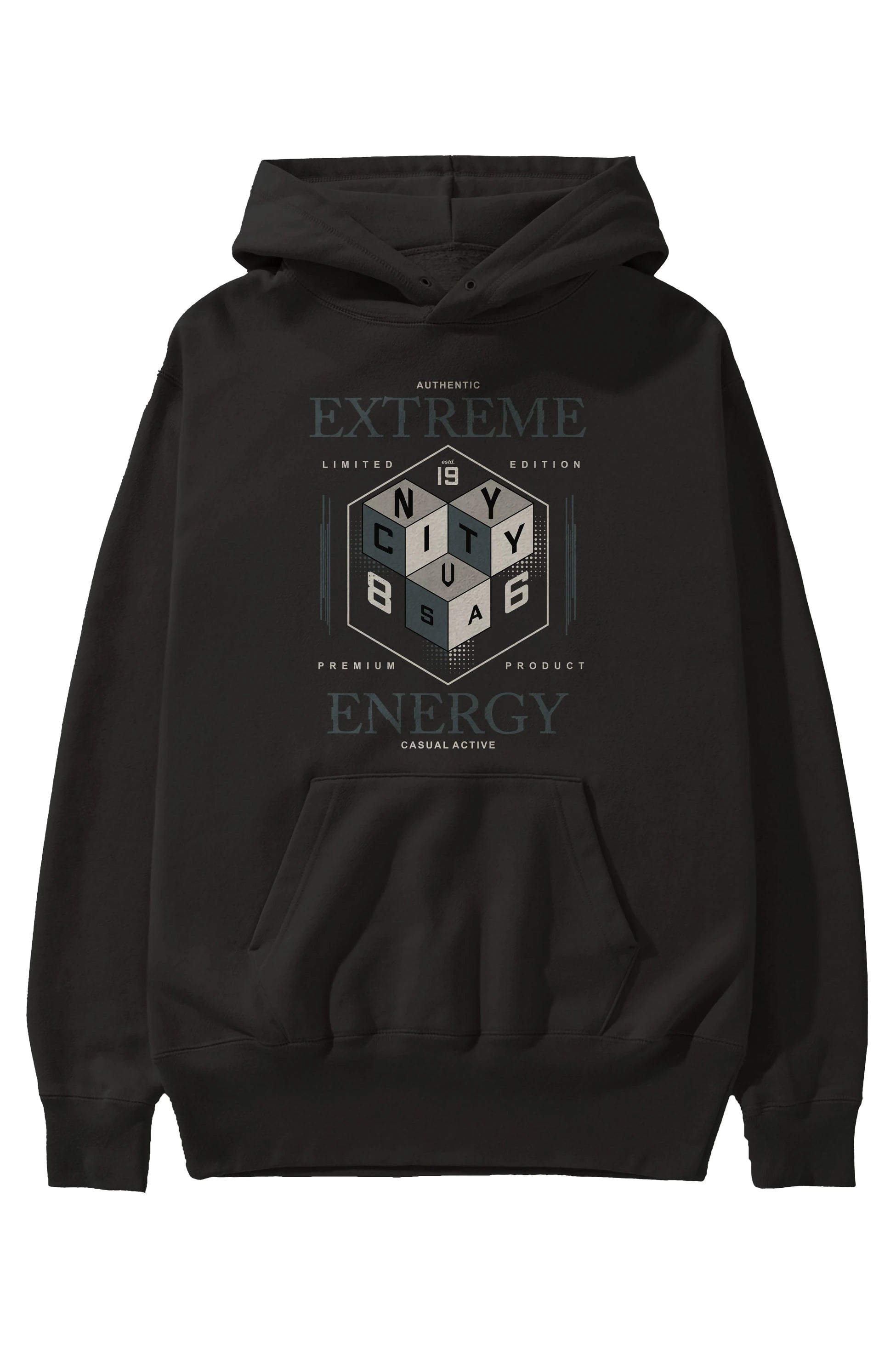Extreme Energy Ön Baskılı Hoodie Oversize Kapüşonlu Sweatshirt Erkek Kadın Unisex