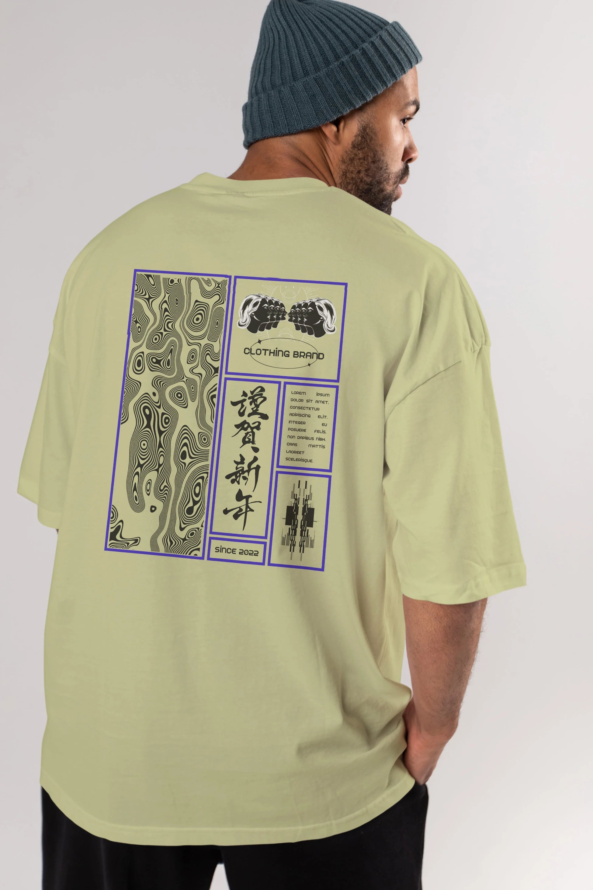 Neon Japanese Streetwear Arka Baskılı Oversize t-shirt Erkek Kadın Unisex