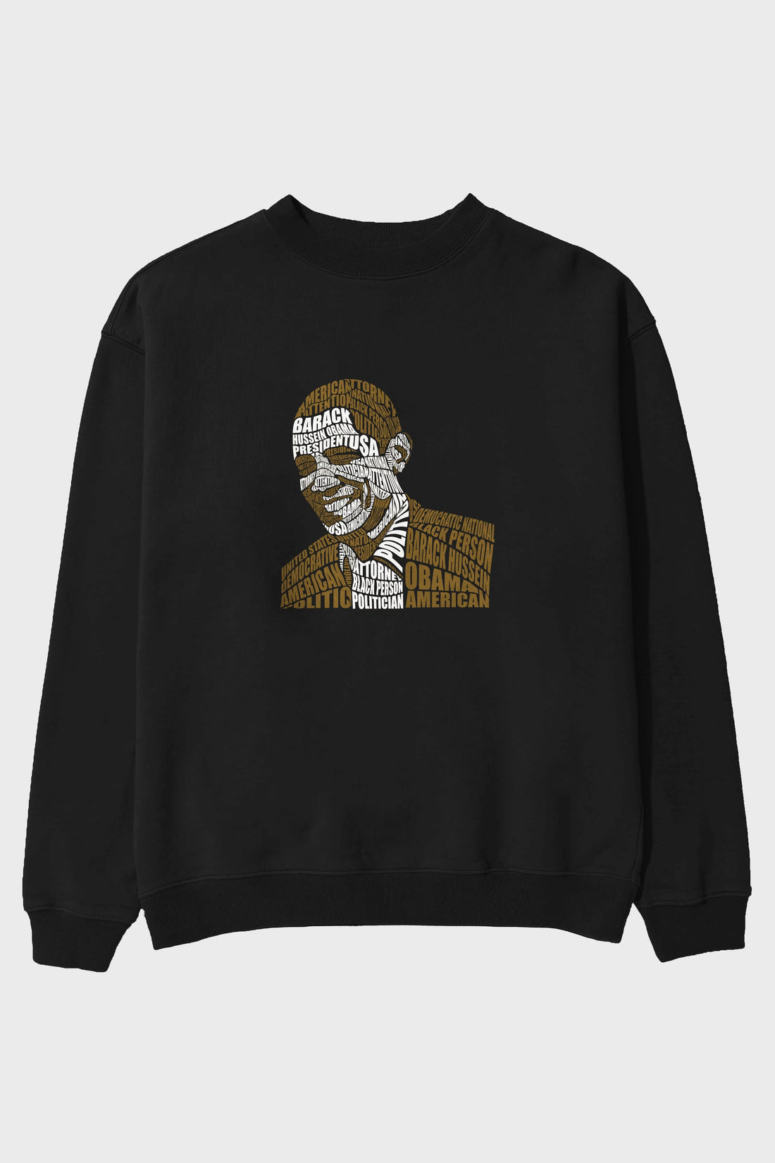 Obama Calligram Ön Baskılı Oversize Sweatshirt Erkek Kadın Unisex