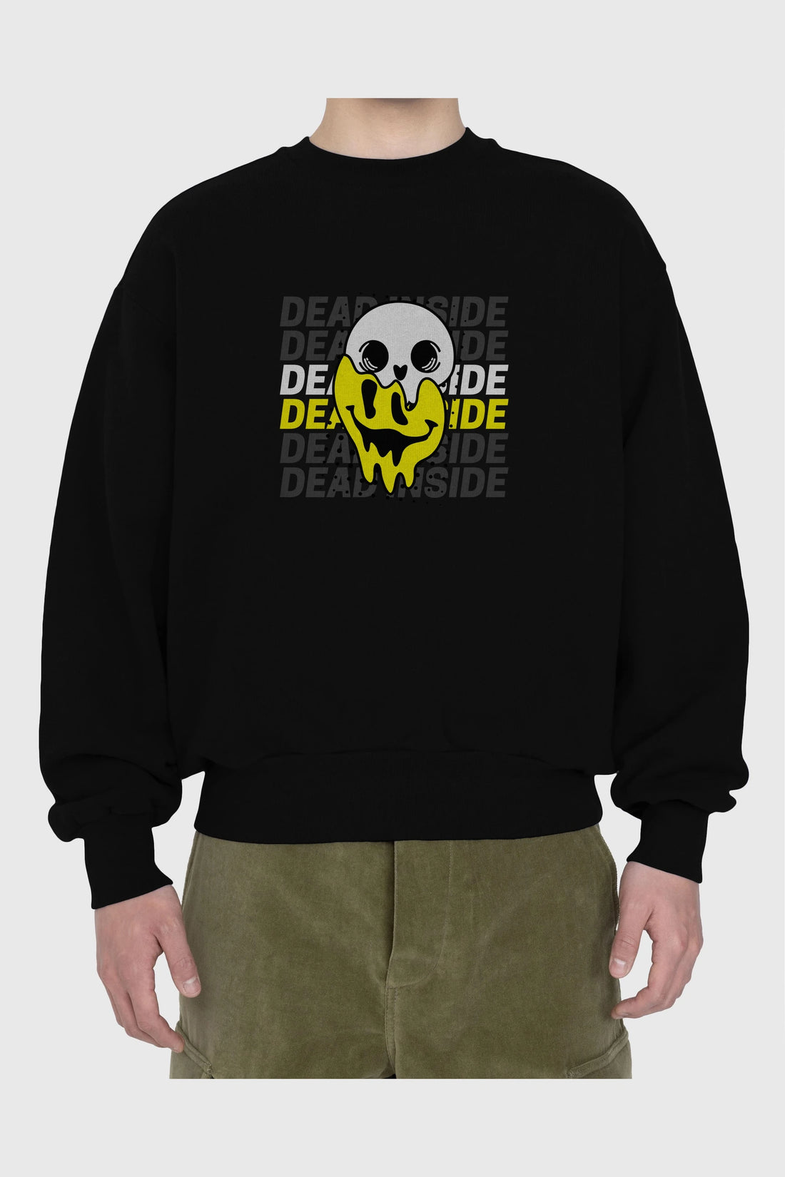 Dead Inside Yazılı Ön Baskılı Oversize Sweatshirt Erkek Kadın Unisex