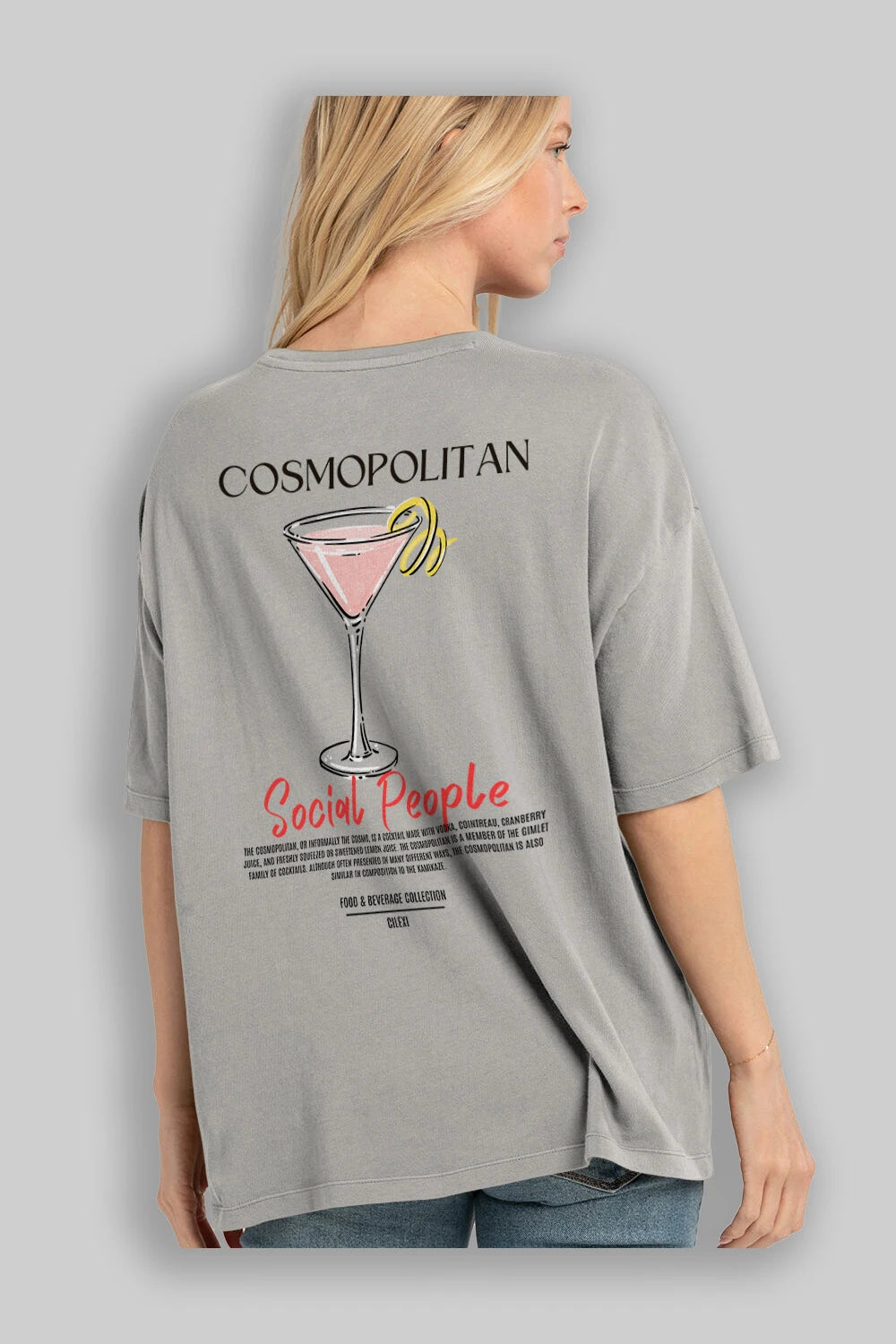 Cosmopolıtan Kokteyl Serisi Baskılı Oversize t-shirt Erkek Kadın Unisex %100 Pamuk Bisiklet Yaka tişort